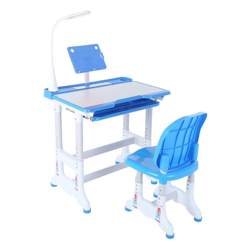 Adjustable Kids Desk and Chair Set with LED Desk Lamp - Ergonomic Study Table for Children Ages 3-18 (27.55