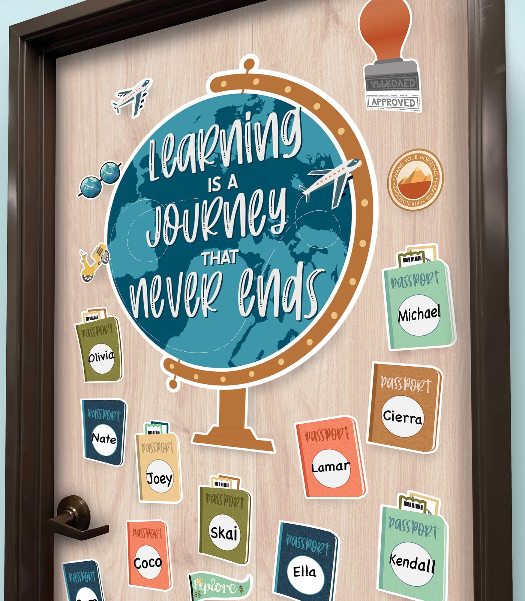 45-Piece Travel Theme Classroom Bulletin Board Set - Carson Dellosa Learning Journey Decor for Elementary School | Travel-Themed Classroom Decorations for Back to School & Teacher Supplies
