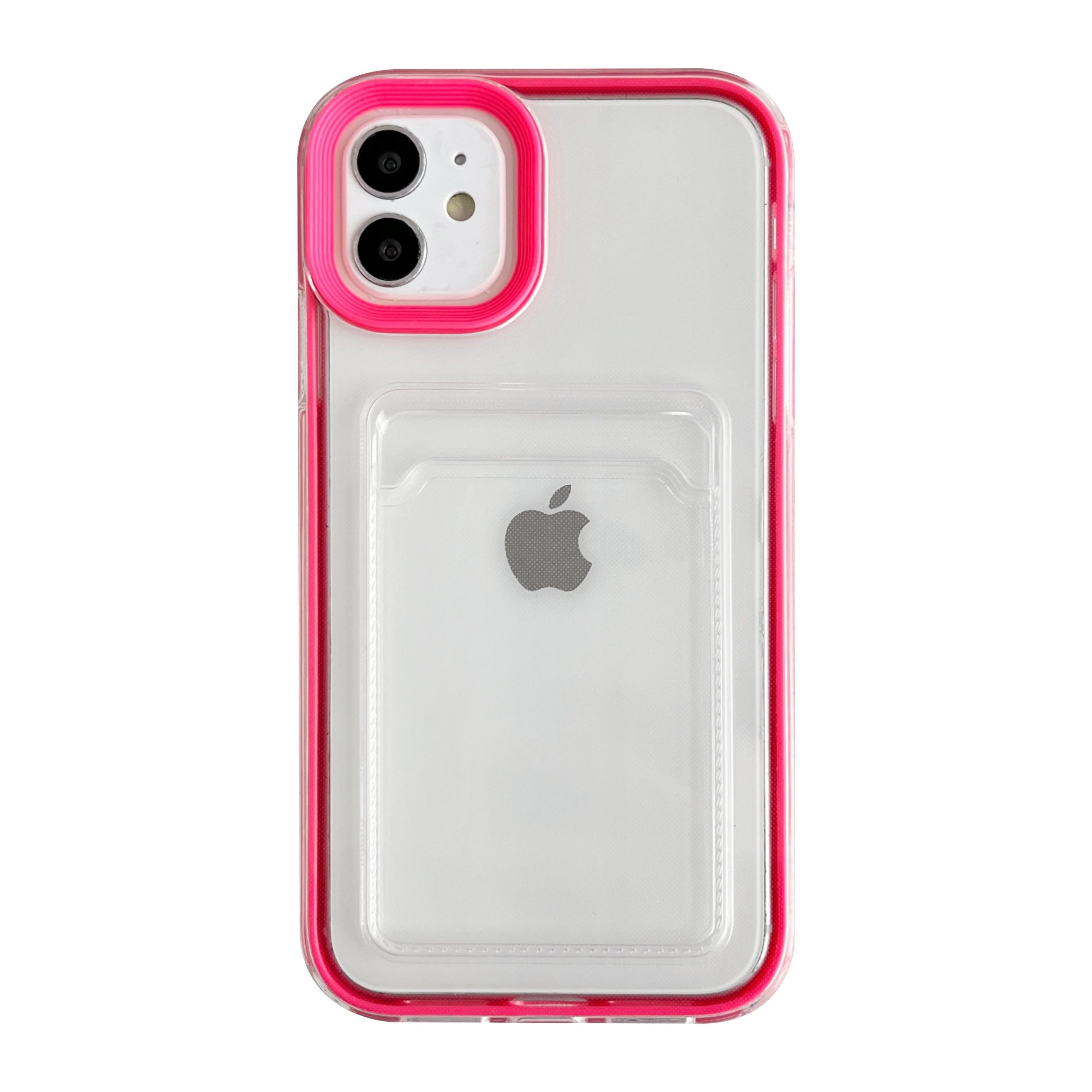 Candy Color Shockproof Clear iPhone 11 Case with Card Holder - Soft Protective Phone Cover for iPhone 11 (Red) | Perfect for Everyday Use, Travel & Hands-Free Convenience