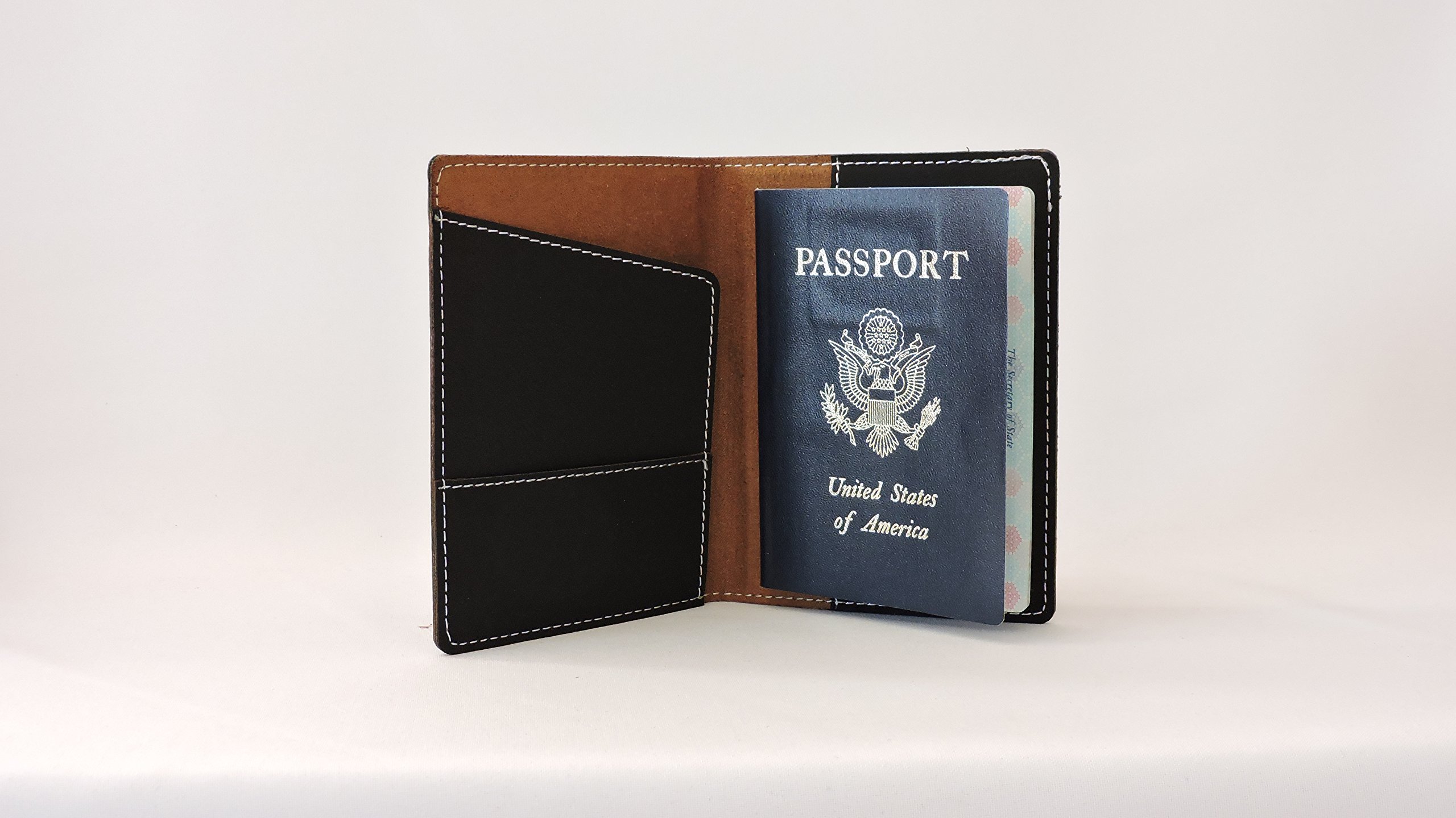 Custom Passport Cover Holder Wallet - Black with Silver Text - Perfect for Travel, Business Trips & Gifts