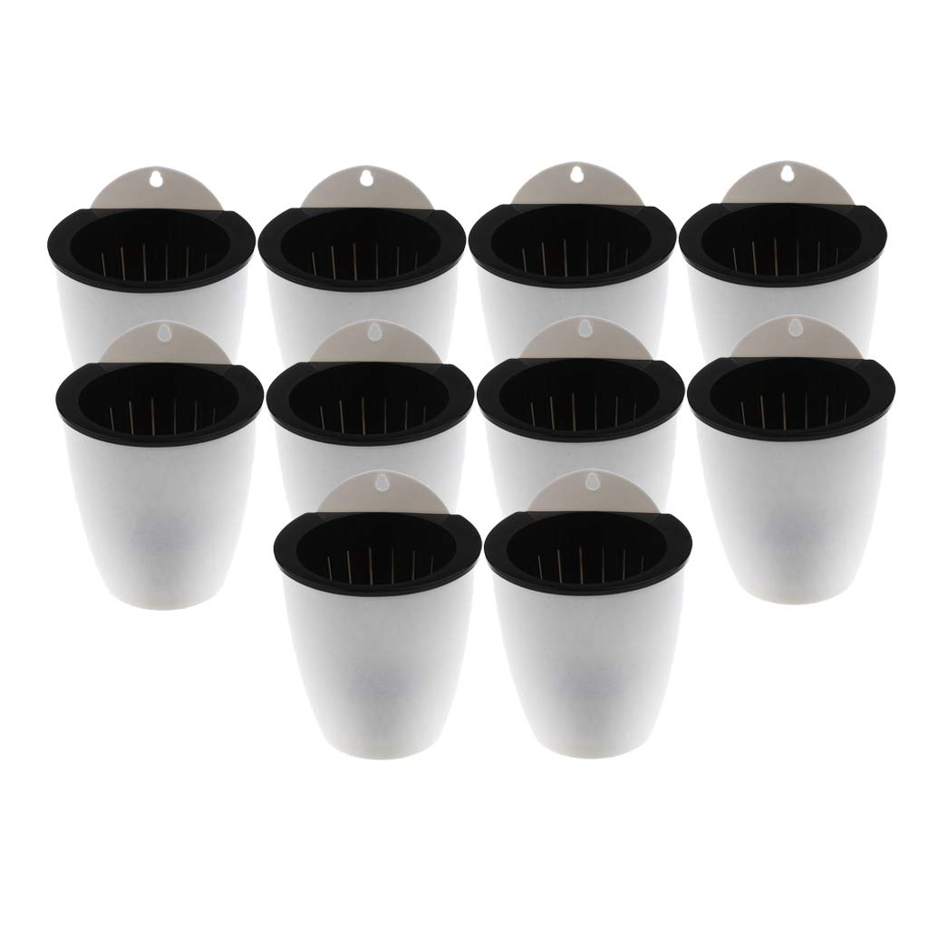 MERIGLARE 10-Pack Self-Watering Wall Hanging Planters - Modern Floating Flower Pots for Indoor/Outdoor Plants - Perfect for Balcony, Garden, and Home Decor