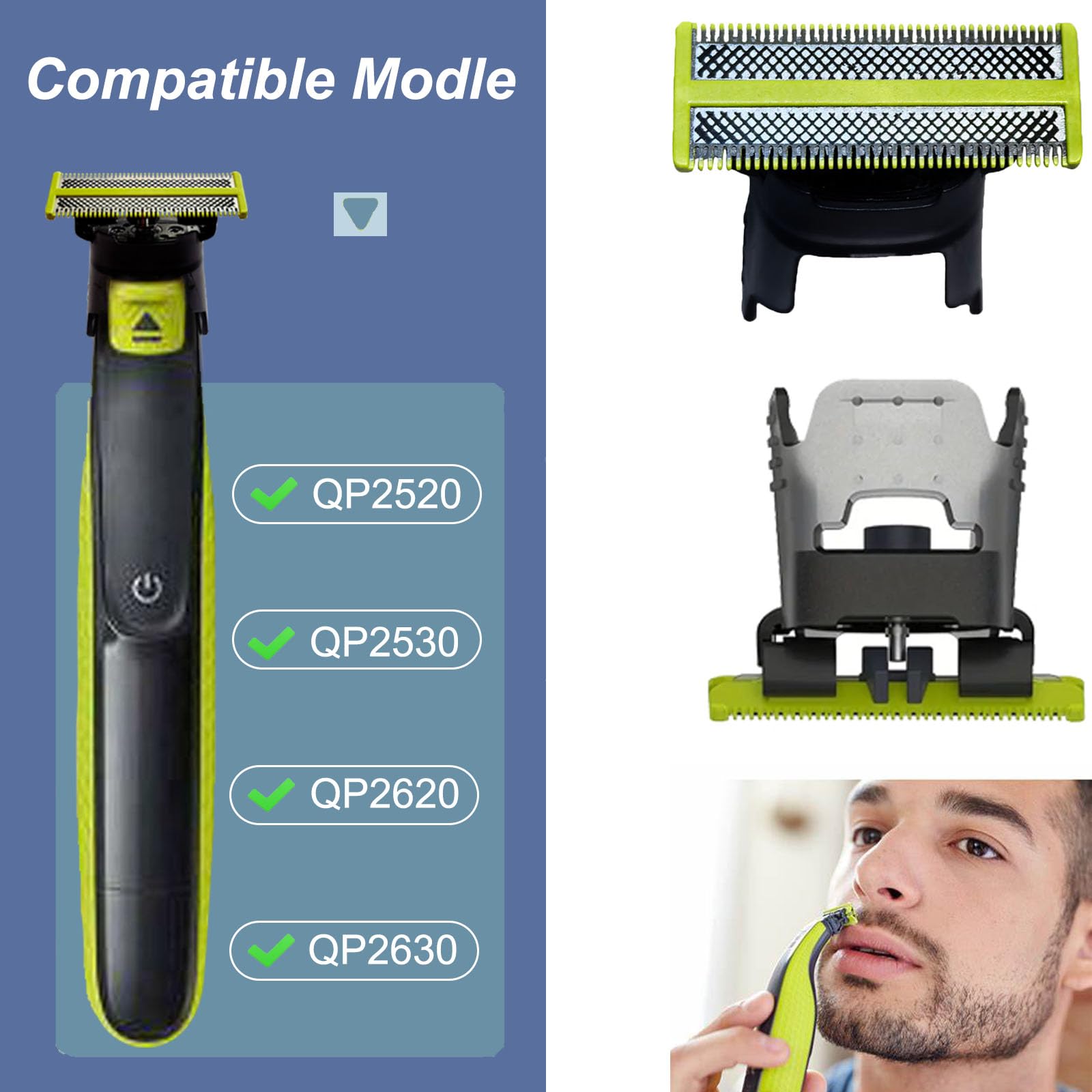 Philips Norelco Replacement Blades 4-Pack - Compatible with QP210/80, QP220, QP2515, QP2520, QP6510, QP6530 Shavers - Durable Replacement Heads for Smooth Shaving at Home or Travel