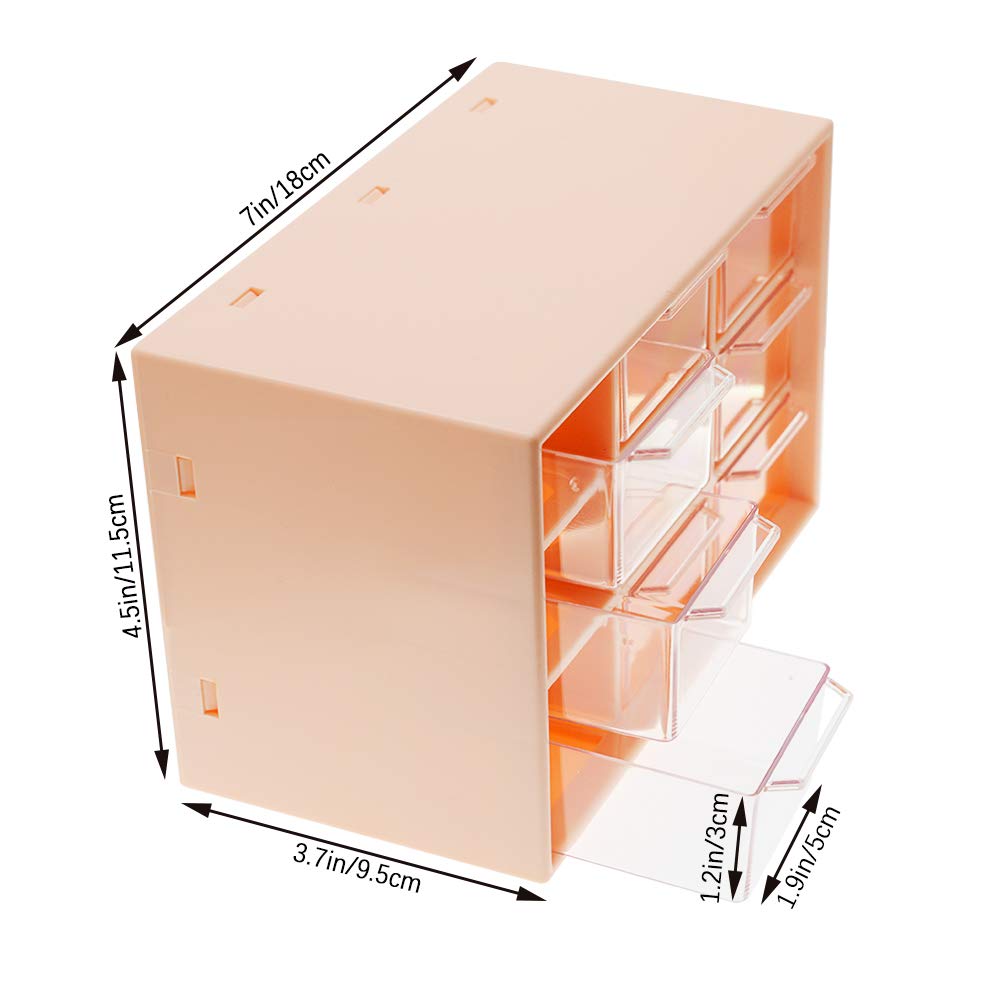 SITAKE Mini Plastic Drawer Organizer - 9 Drawers for Crafts & Office Supplies (Pink) - Perfect for Home & Office Storage