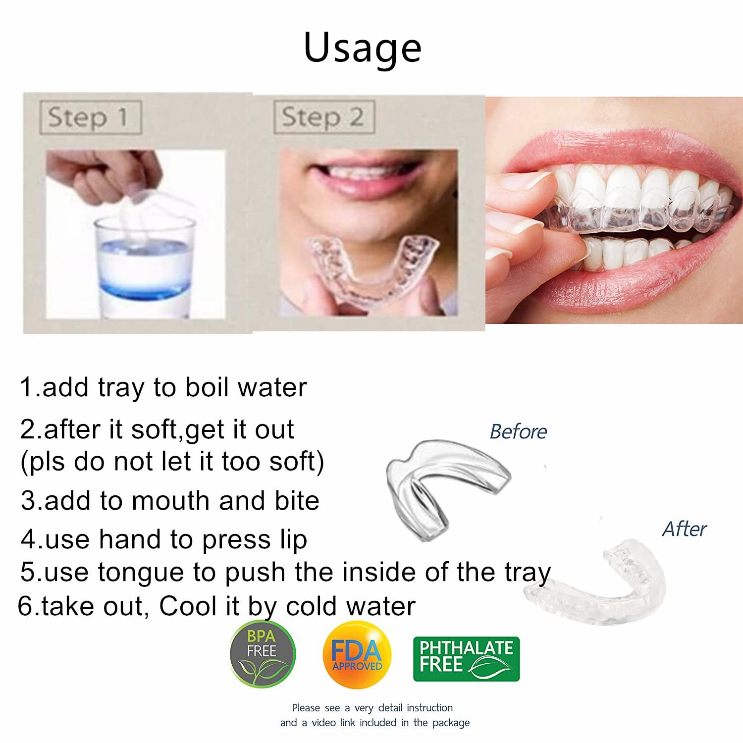 4-Pack Custom Night Guard for Teeth Grinding & Clenching - Bruxism Relief, Sports Protection & Teeth Whitening Tray with Magnetic Mirror Case (White) - Perfect for Sleeping, Boxing & Dental Care