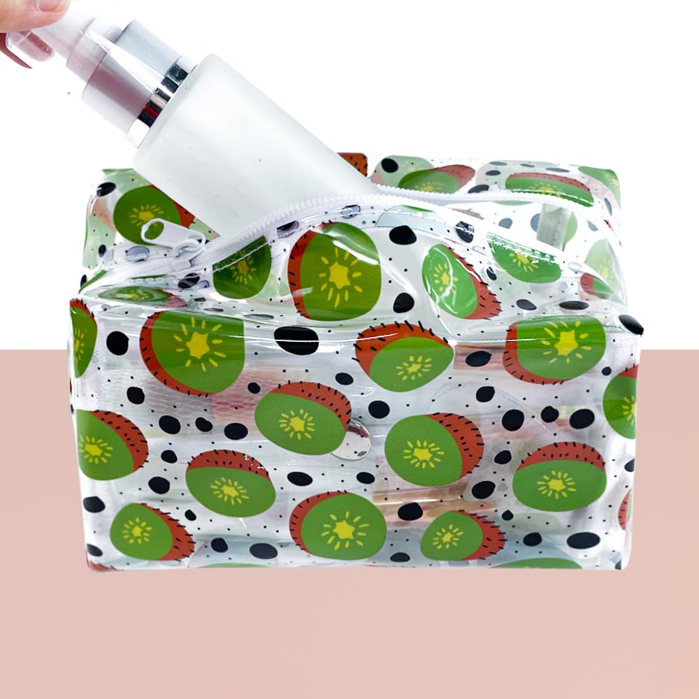 ONEART Cute Fruit Cosmetic Bag Set of 2 - Clear Makeup Toiletry Pouch with Zipper, Cartoon Portable Organizer for Travel, Gym & Daily Storage | Waterproof & Durable Beauty Accessories Case