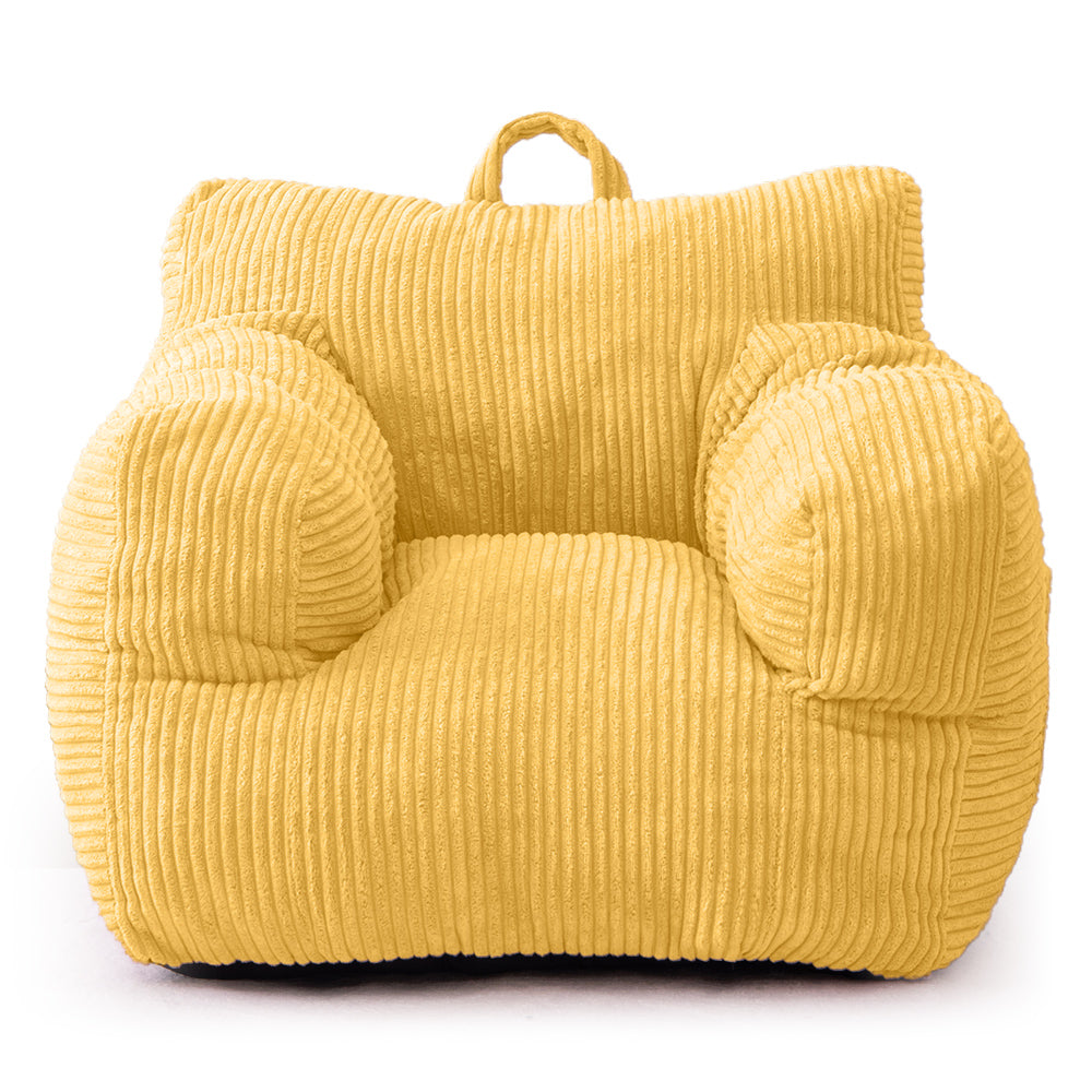 MAXYOYO Kids Bean Bag Chair - Soft Corduroy Bean Bag Couch with Armrests for Children's Room, Nursery & Playroom (Light Yellow) - Perfect for Reading, Gaming & Relaxing