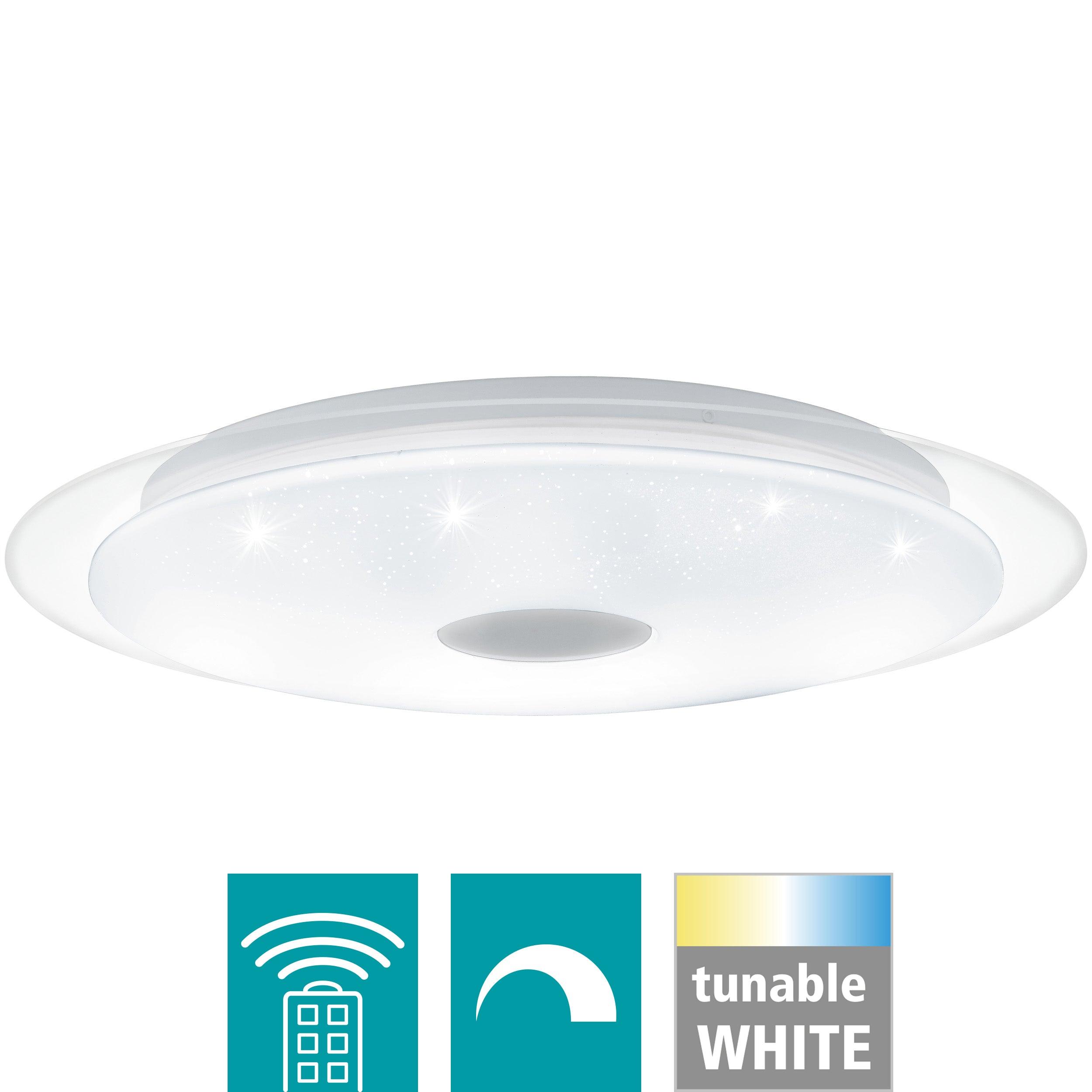 Eglo Lanciano 1 LED White Round Flush Mount Ceiling Light 56cm - Modern Lighting for Bedroom, Kitchen, Hallway & Office