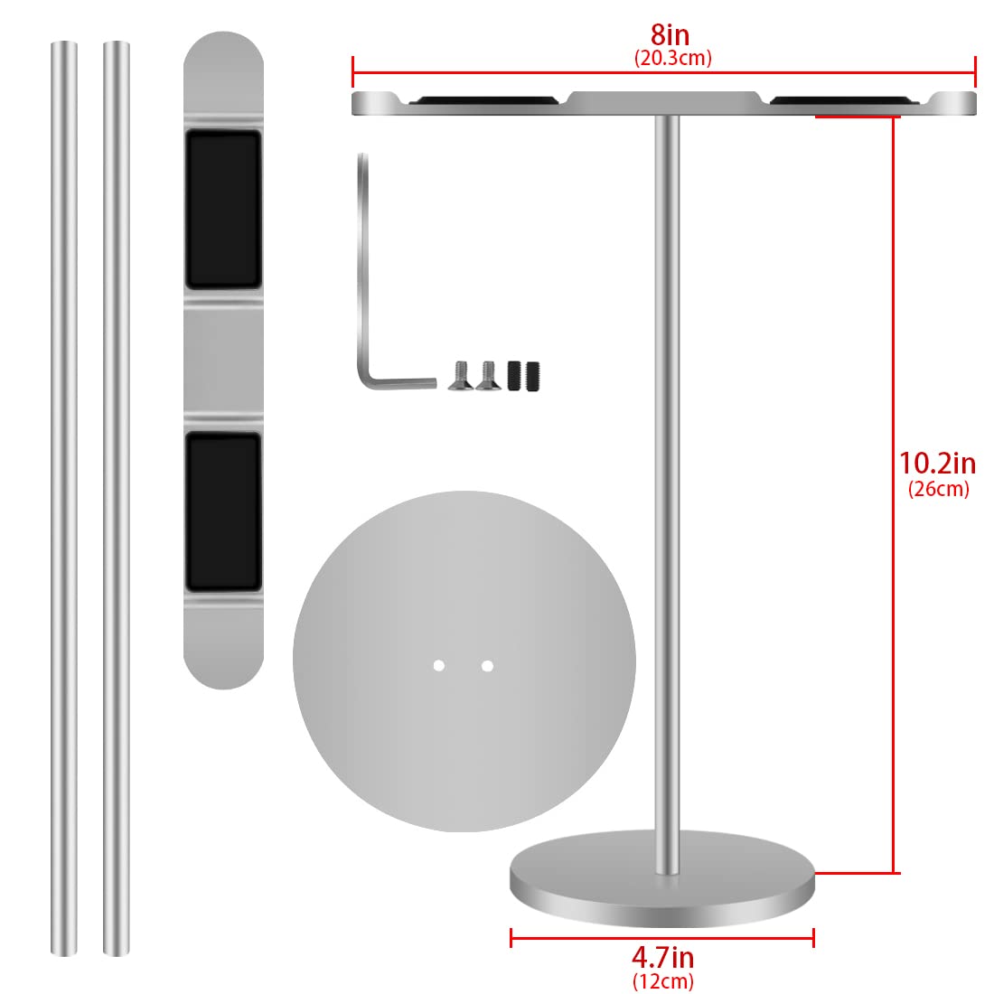 Premium Aluminum Alloy Dual Headphone Stand for Over-Ear & On-Ear Headphones - Heavy Duty Gaming Headset Holder with Sturdy Base - Compatible with Bose QC45, QC35 (Silver) | Perfect for Desk Organization & Gaming Setup Accessories