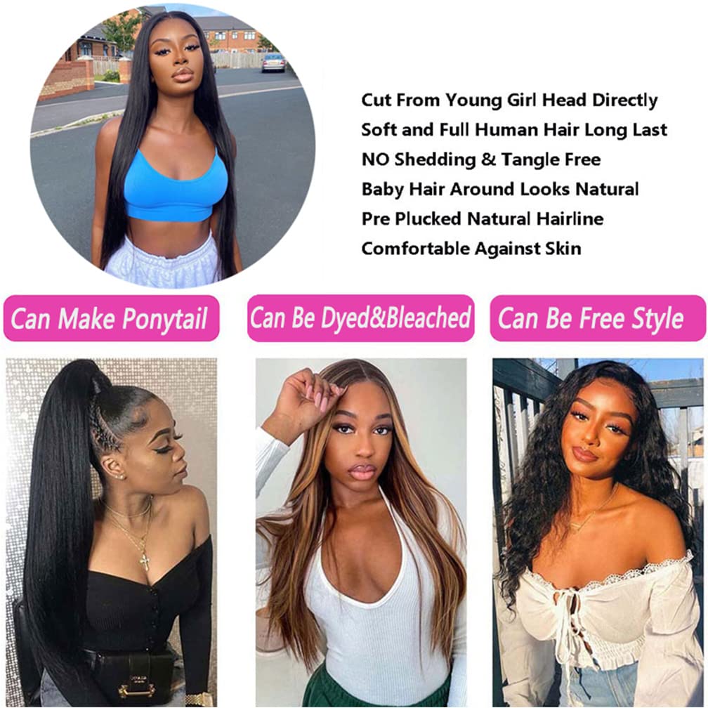 100% Virgin Unprocessed Brazilian Straight Human Hair Bundles 18 20 22 24 Inch Double Weft for Sew-in Weave Extensions | Perfect for Black Women, Salon Styling & Natural Hair Replacement