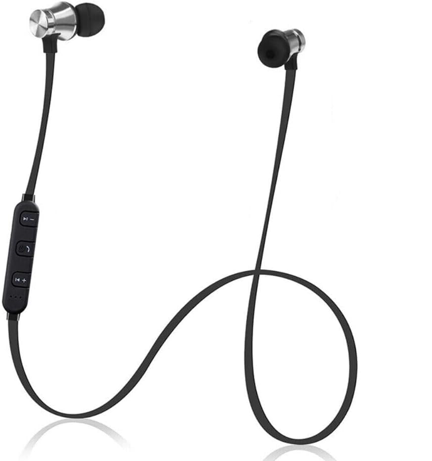 Wireless Bluetooth Headphones with Microphone, Extra Bass Sports Earbuds for Gym, Running, Workout - Sweatproof & Noise Cancelling In-Ear Neckband Headphones (Silver) - Perfect for Outdoor Activities, Travel & Commuting