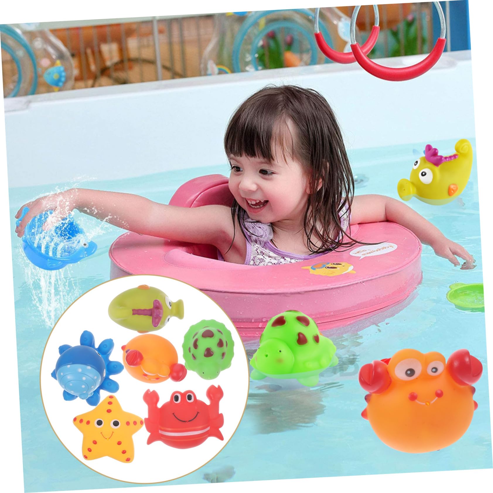 VICASKY 6-Piece Bath Toys Set for Kids - Fun Vinyl Bathtub Toys for Toddlers & Children - Perfect for Bath Time Play, Sensory Learning & Water Play Activities