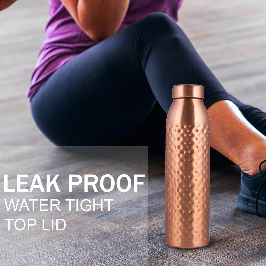 Norman Jr 1L Pure Copper Water Bottle - Set of 6 with Gift Box, Hammered Ayurvedic Copper Vessel for Healthy Hydration | Promotes Wellness, Detox & Improved Digestion | Perfect for Home, Office, Gym & Outdoor Activities