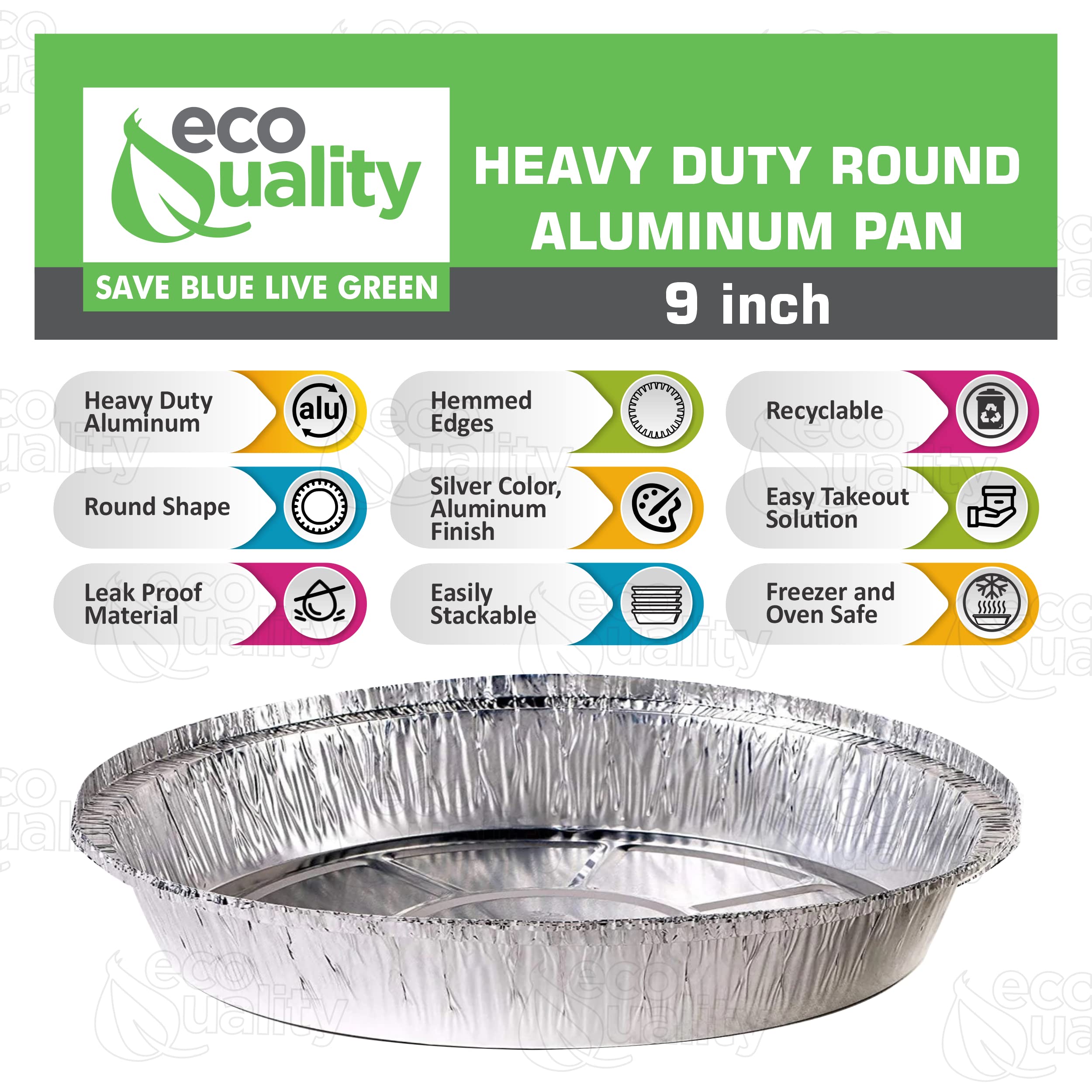 EcoQuality 500 Pack 9 Inch Disposable Round Aluminum Foil Pans - Premium Takeout Containers for Baking, Cooking, Catering - Perfect for Restaurants, Parties, Picnics & Meal Prep (No Lids Included)