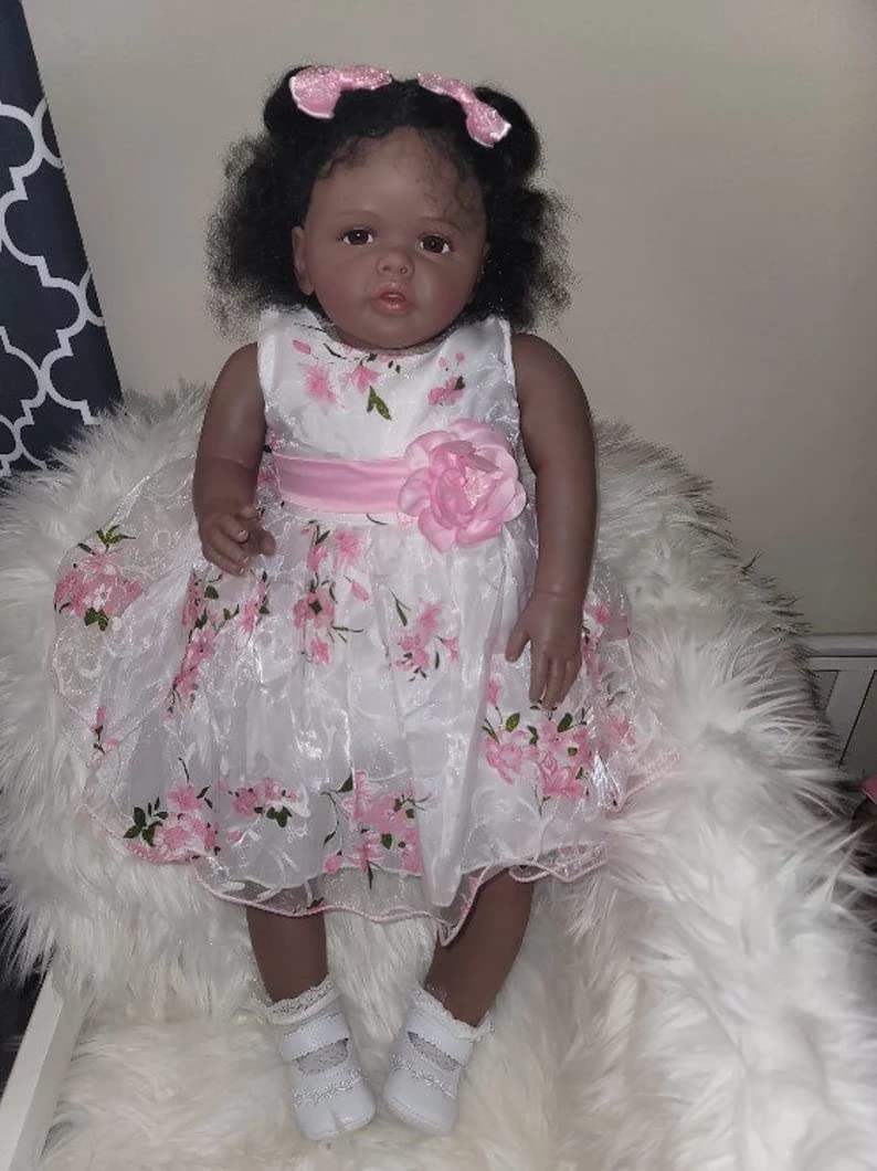 28 Inch Realistic Black Reborn Baby Doll - African American Weighted Silicone Toddler Doll with Lifelike Features, Safe for Kids Age 3+ | Perfect for Gift Giving, Playtime, and Collecting
