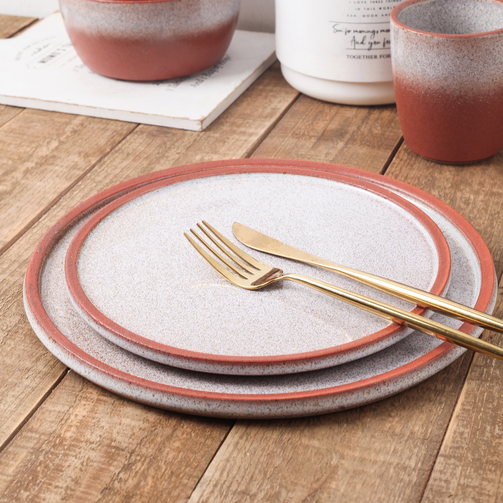 Vince Stoneware Salad Plate - Red | Durable Ceramic Dinner Plate for Salads, Appetizers & Desserts | Perfect for Everyday Dining, Entertaining & Restaurant Use