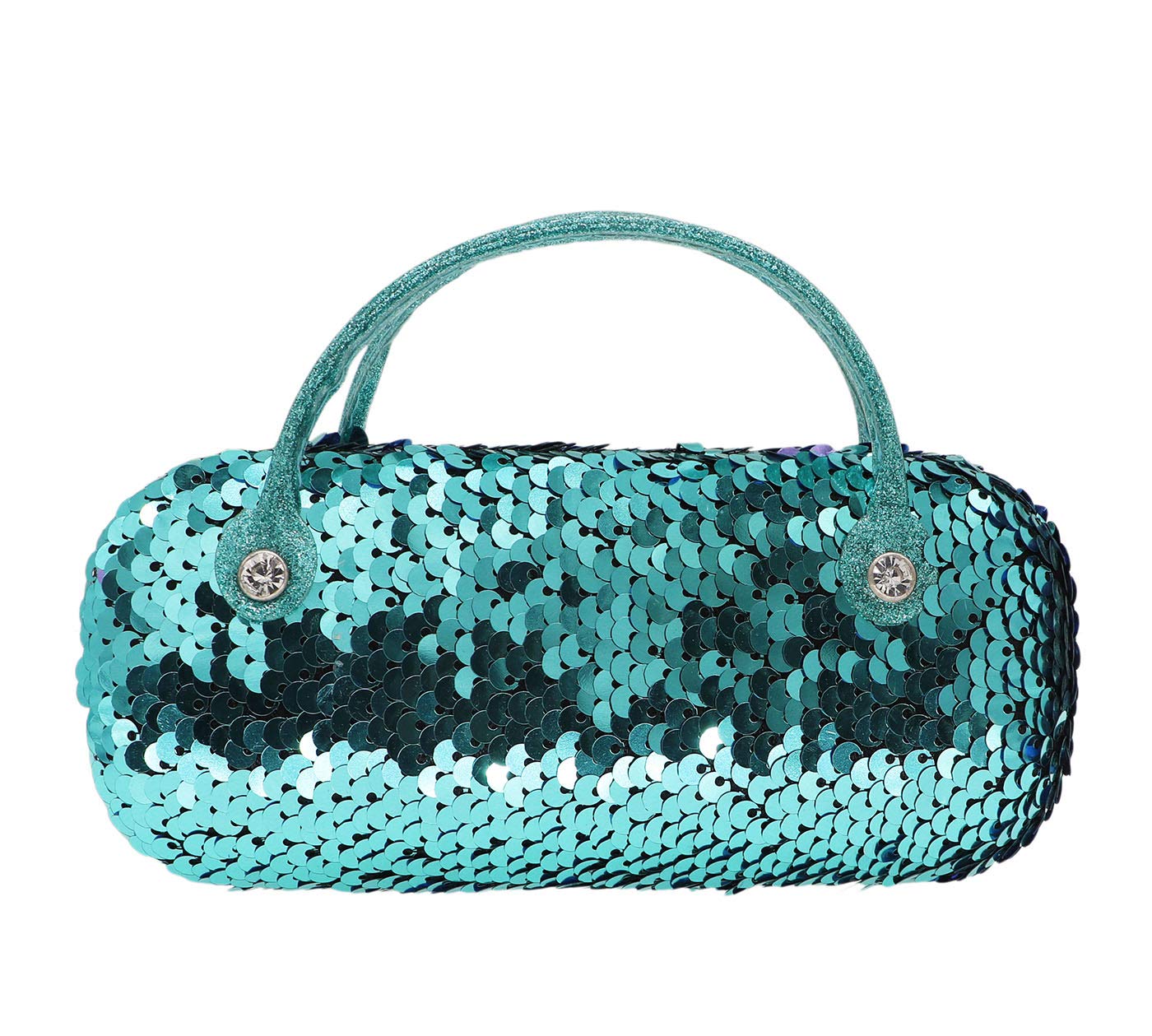 Reversible Sequin Glasses Case for Women, Kids, Girls & Boys - Sparkling Hard Shell Eyeglass Pouch with Handle | Perfect for School, Travel, and Everyday Use