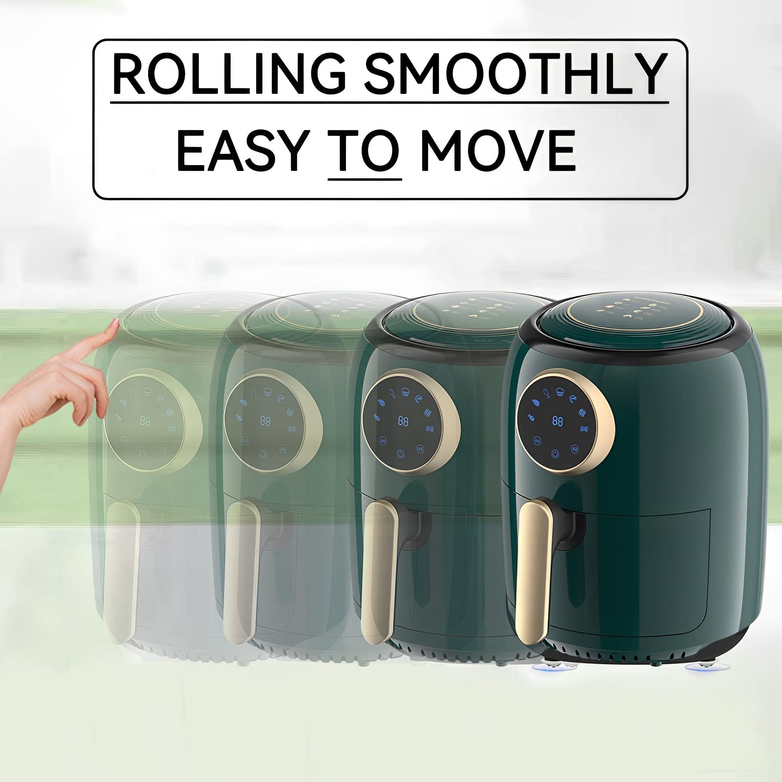 Holyfire Mini Caster Wheels Set of 8 - 360° Swivel Ball Bearing Rollers with Self-Adhesive Base for Small Appliances, Trash Cans, Storage Boxes & Furniture - White (8pc) | Perfect for Home Organization, Office Equipment & DIY Projects
