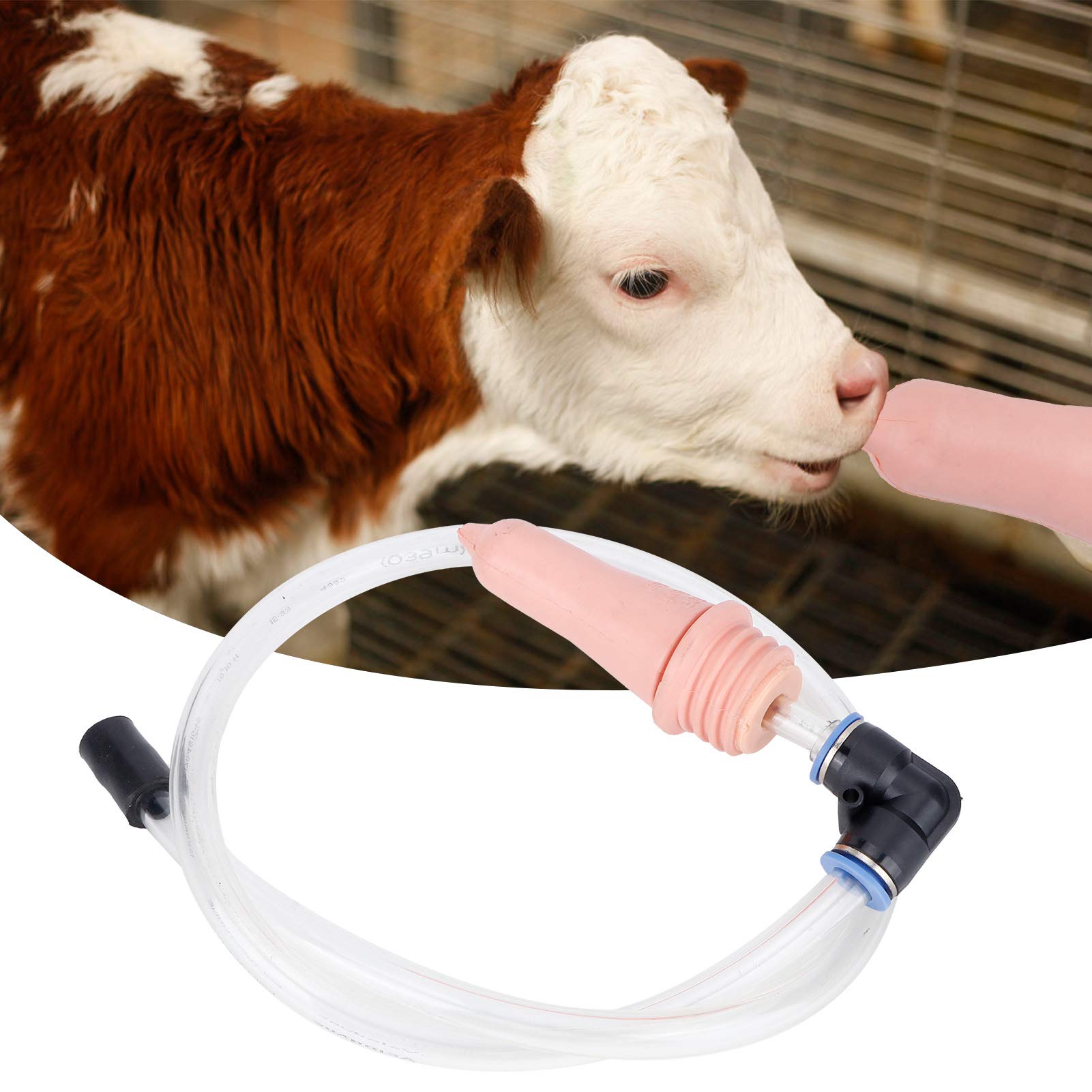 Calf Feeding Nipple with Tube - Double-Sided Rubber Nipple for Feeding Bottles - Farm Use