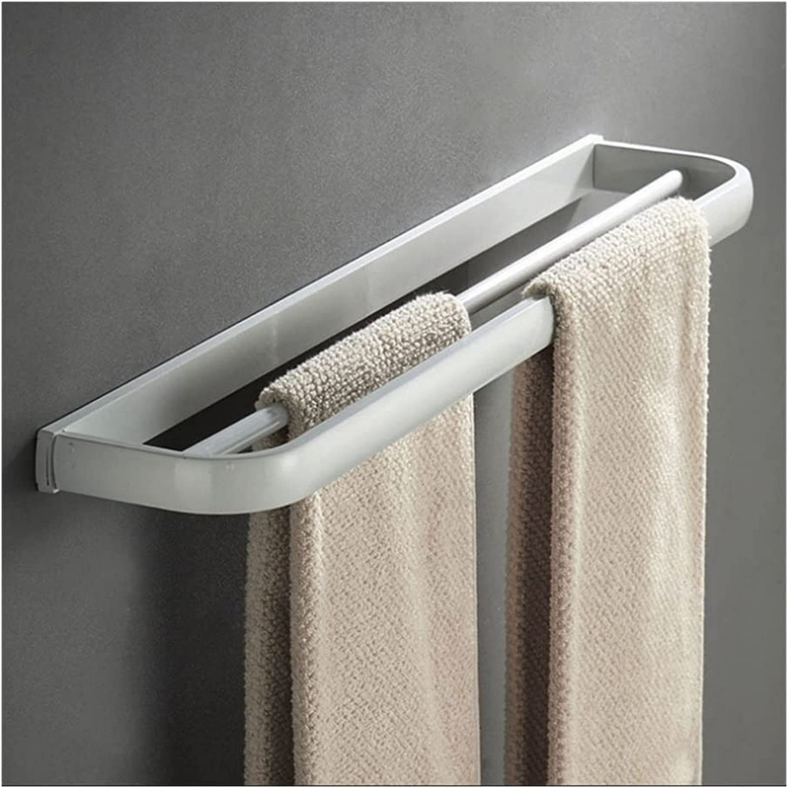 Antique Bronze Brass Wall Mounted Double Towel Bar - 57cm Bathroom & Kitchen Towel Holder Rack Shelf for Bath Towels & Decor - Perfect for Spa, Home & Hotel Use (White)