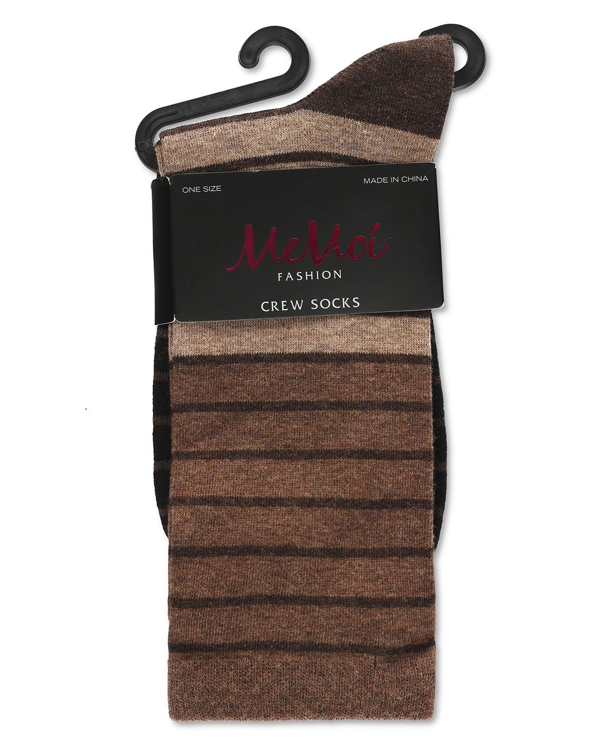 MeMoi Women's Striped Wool Blend Crew Socks - Warm & Comfortable Winter Socks for Casual Wear, Office, and Outdoor Activities