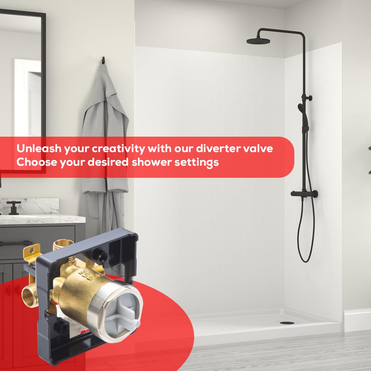 R10000 UNBXHF Shower Valve Body - Brass Rough-In Valve for Single/Dual Function Shower Faucet Trim Kits | Compatible with Most Shower Systems | Perfect for Bathroom Renovations & Plumbing Upgrades