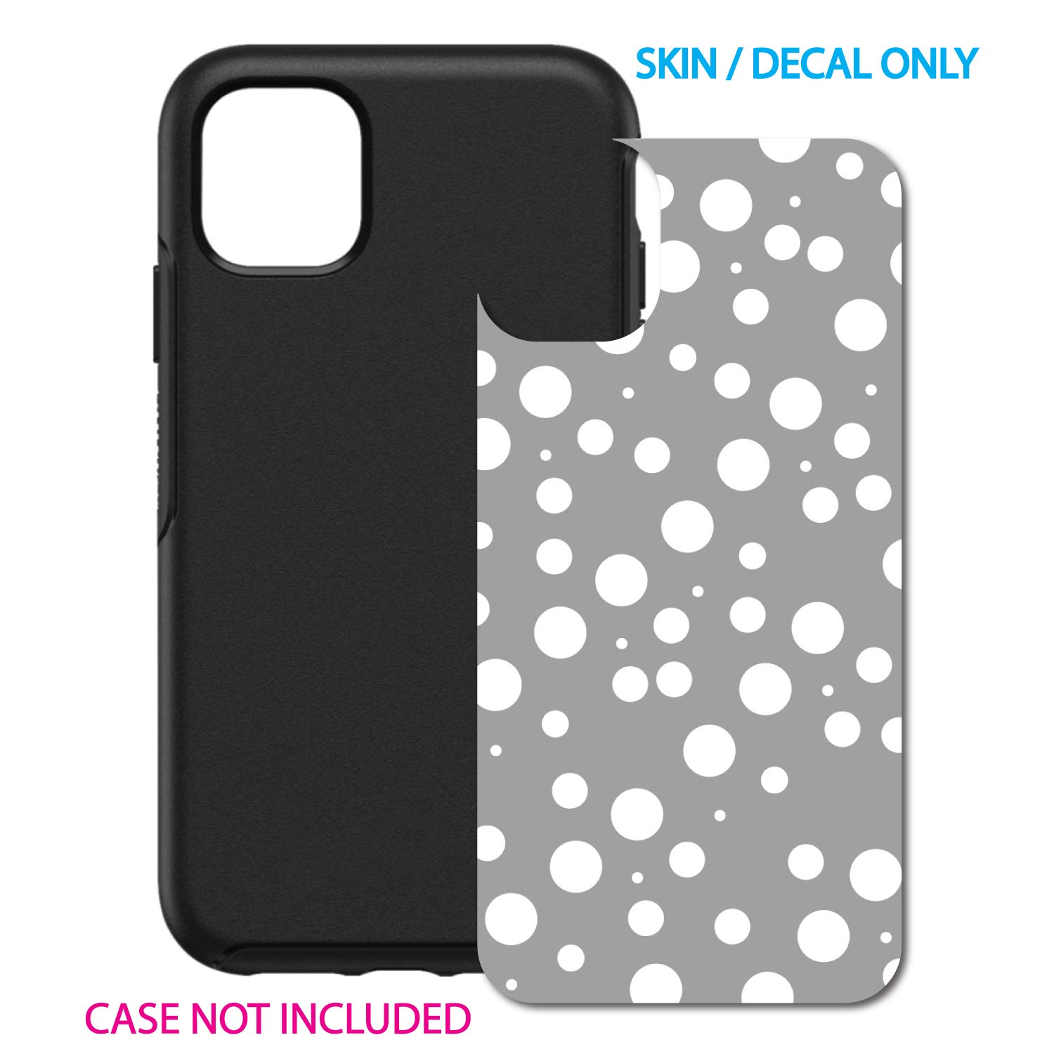 Custom Skin Decal for OtterBox Symmetry iPhone 11 Pro Max Case (6.5 Inch) - Grey White Polka Dot Design | Protective Cover Sticker | Perfect for Personalization and Scratch Protection