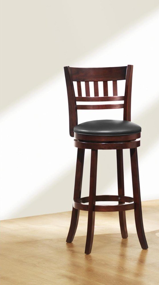 Benjara Benzara Wooden Bar Stool with Padded Leatherette Seat - Brown - Perfect for Kitchen Islands, Home Bars & Dining Counter Stools