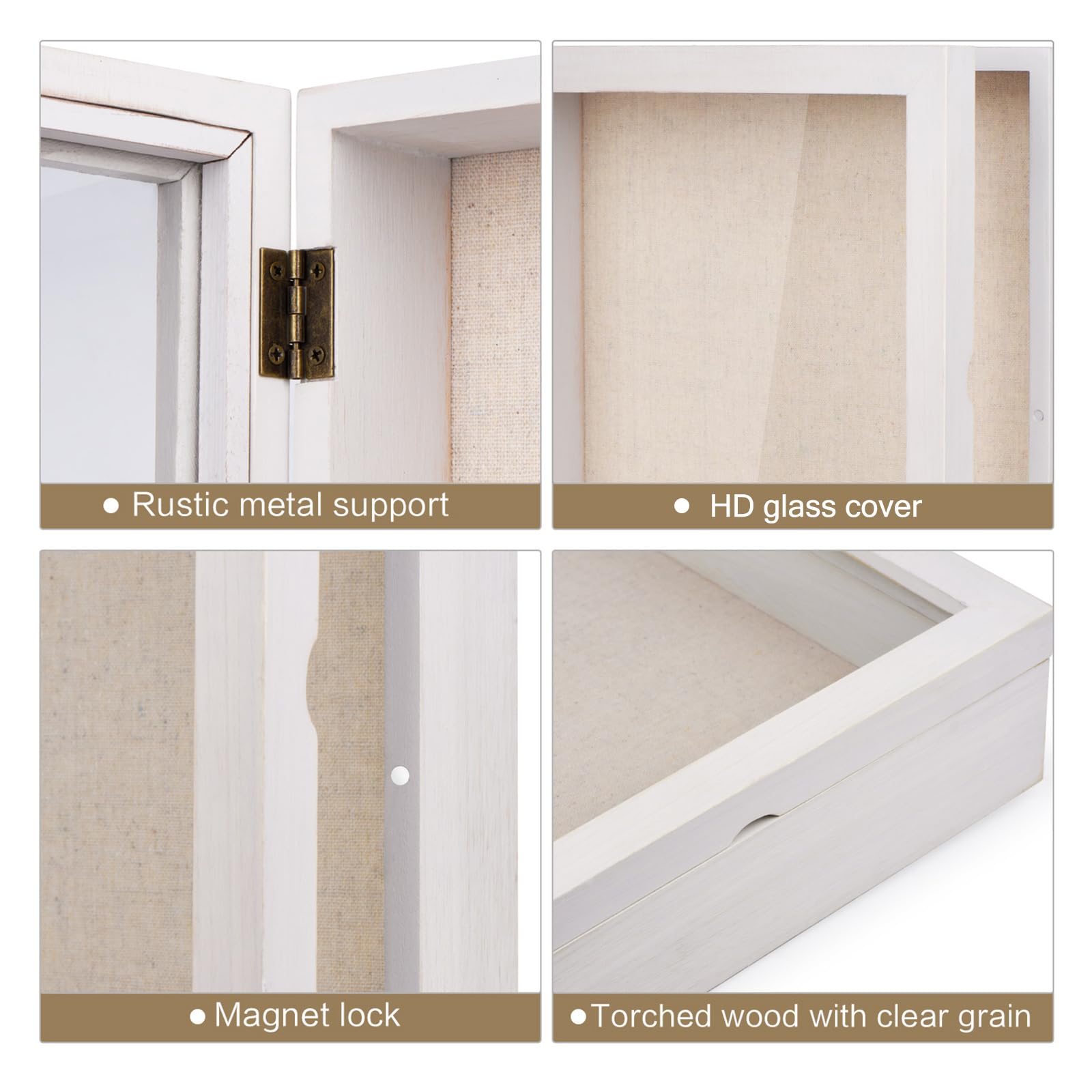 Love-KANKEI 8x10 Shadow Box Frame - Rustic White Display Case for Memorabilia, Awards, Medals & Photos | Perfect for Wedding Keepsakes, Military Decor, Baby Memory Box & Home Wall Art