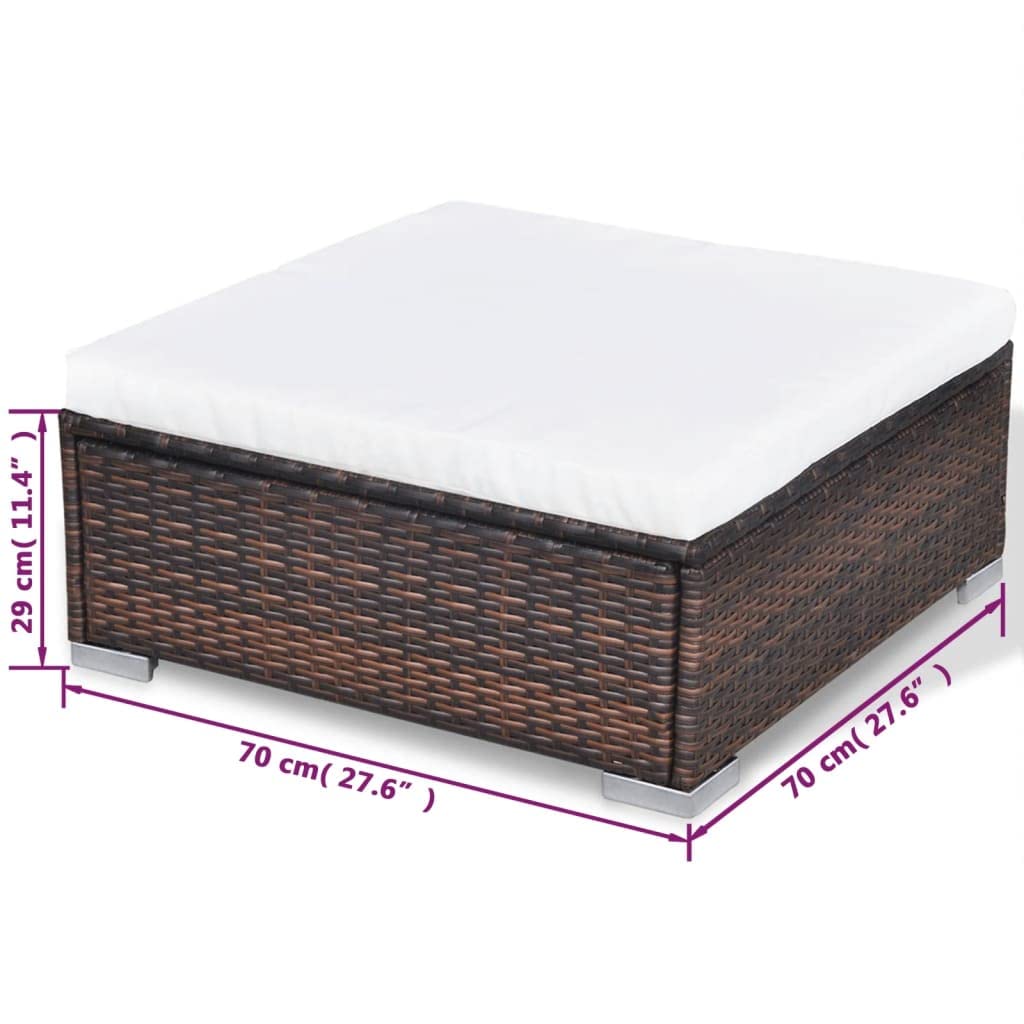 10-Piece All-Weather Outdoor Patio Furniture Set - Brown Poly Rattan Sectional Sofa with Cushions & Coffee Table - Perfect for Yard, Garden, Poolside, Deck or Backyard Relaxation