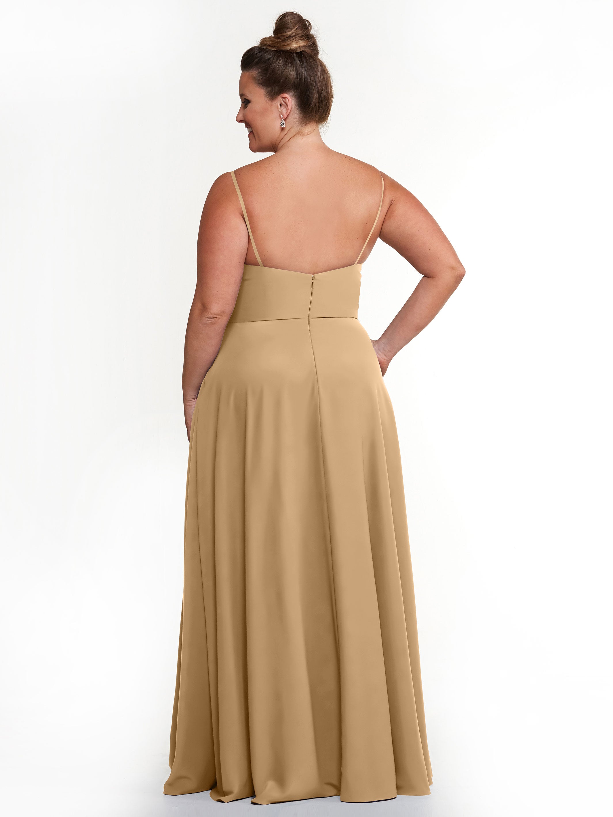 Elegant 83012 Flowy Stretch Chiffon A-Line Bridesmaid Dress with V-Neckline - Perfect for Weddings, Formal Events & Special Occasions
