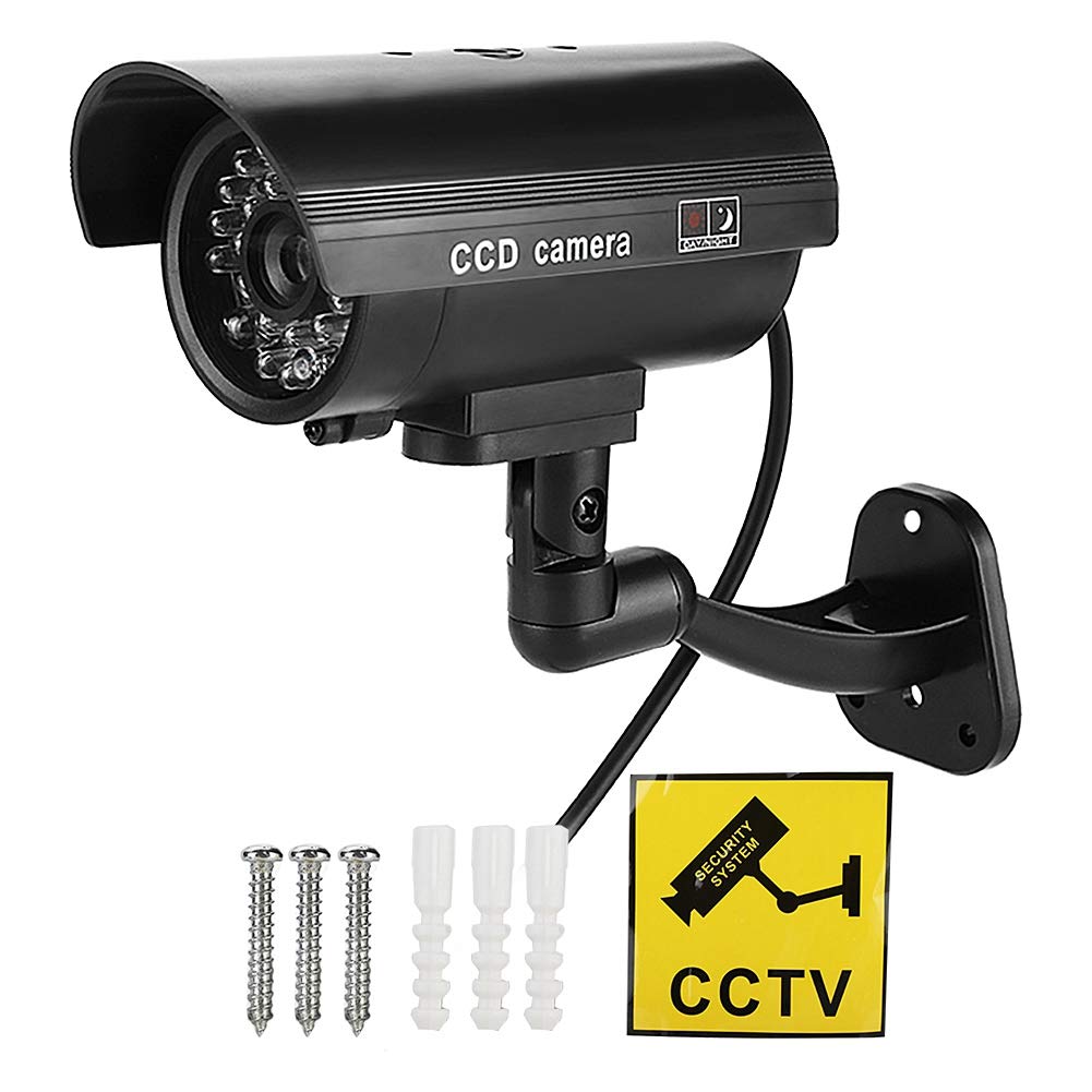 Fake Security Camera with LED Light - Realistic Dummy CCTV Surveillance Camera (3-6 Month Battery Life) for Home, Office & Store Theft Deterrent | Indoor/Outdoor Use
