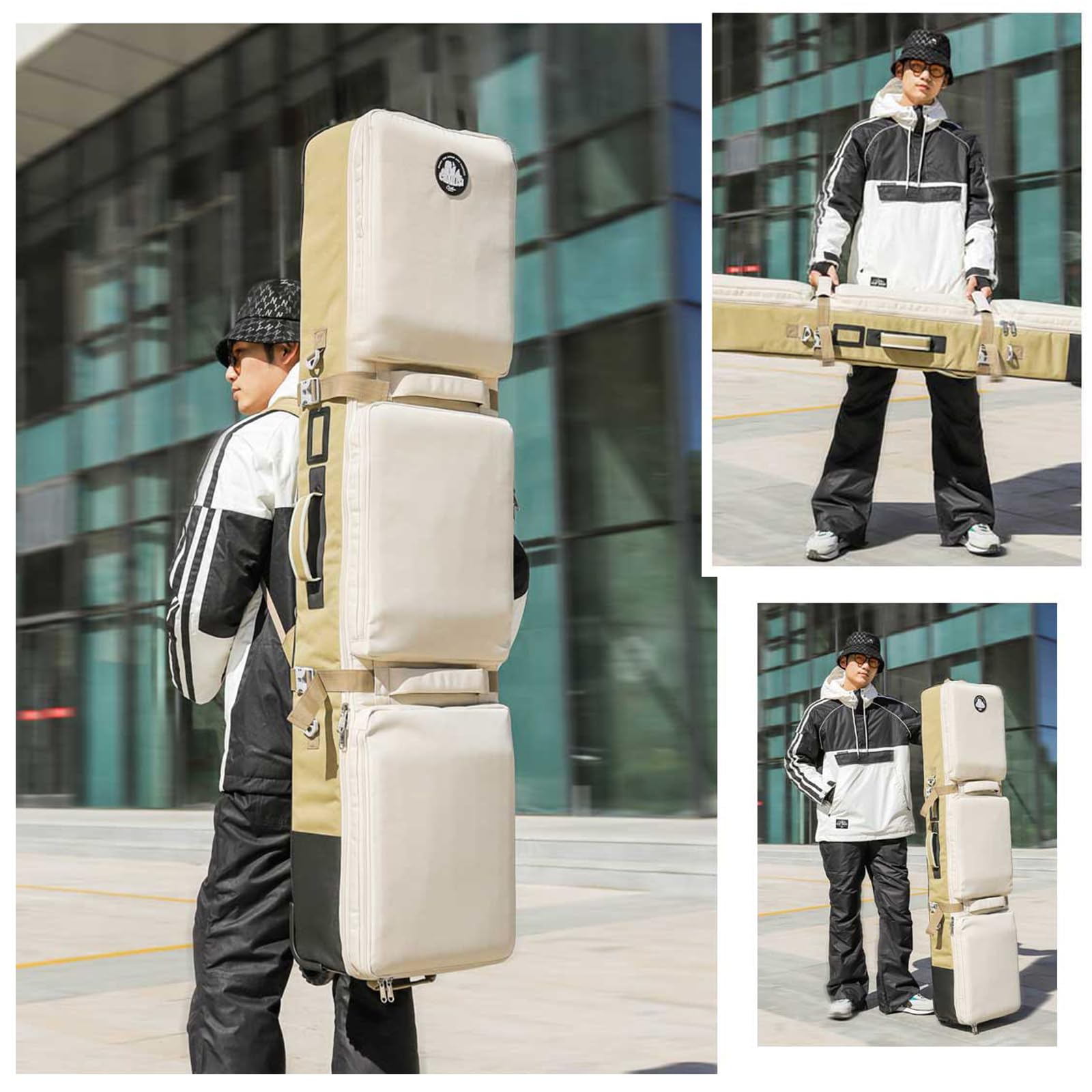 Premium Rolling Double Ski & Snowboard Travel Bag with 3 Storage Compartments & Wheels - Fits 2 Sets of Skis for Road Trips, Air Travel & Winter Vacations - Perfect for Ski Resorts, Mountain Getaways & Snow Sports Enthusiasts