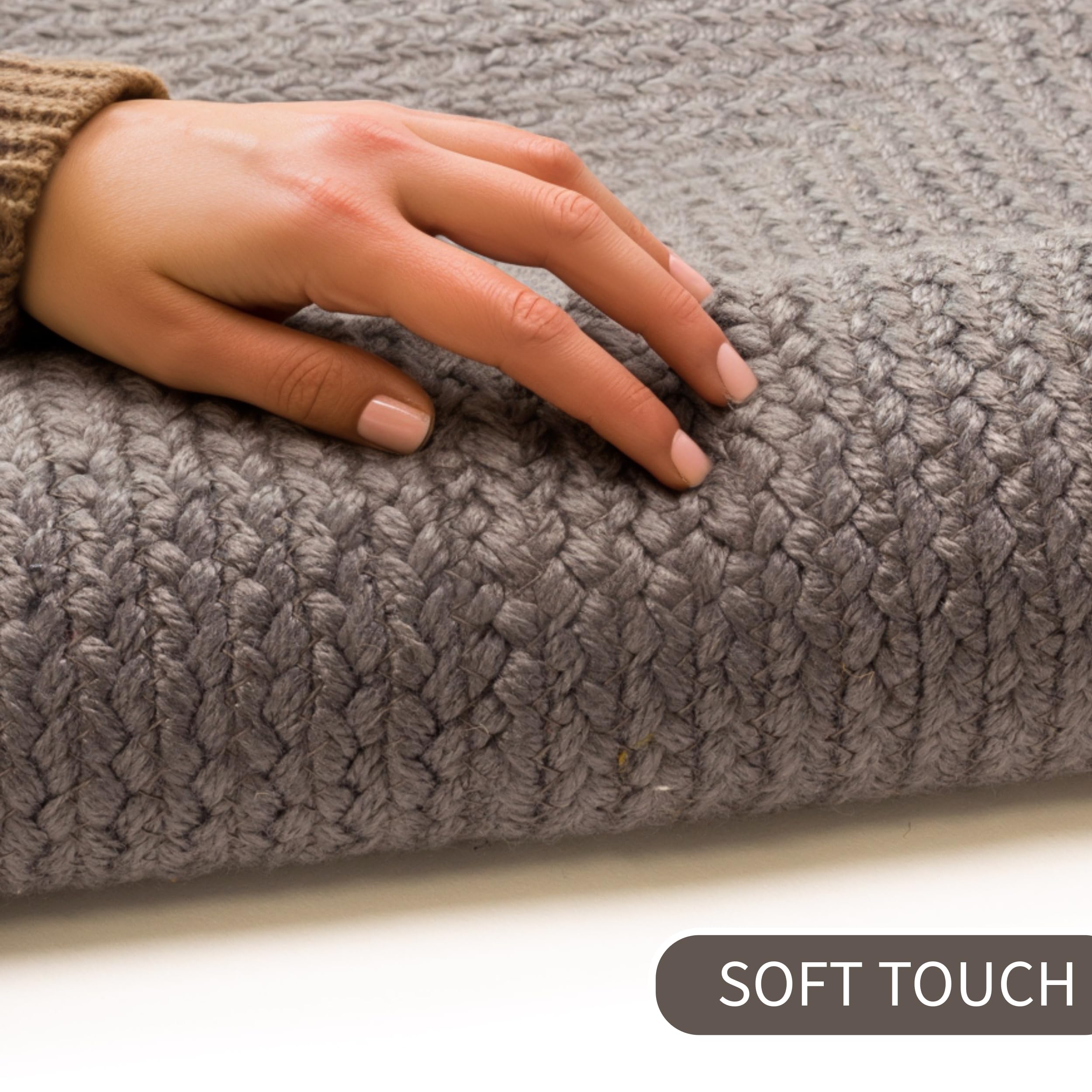 Lichfield Super Soft Reversible Braided Area Rug - 8' x 10' Charcoal Gray Woven Rug for Living Room & Bedroom - Cozy Home Decor for Family Gatherings & Relaxation