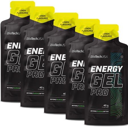 Energy Gel Pro - Lemon Flavor, 12 Pack (40g Each) - Fast-Acting Sports Nutrition for Running, Cycling & Endurance Training