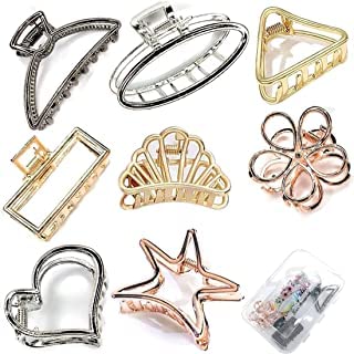 Agnirva 6-Pack Metal Hair Claw Clips for Women - Multi-Design Banana Hair Clips, Non-Slip Hair Accessories (4.5 x 4.3 cm) - Perfect for Ponytails, Buns & Everyday Hairstyles