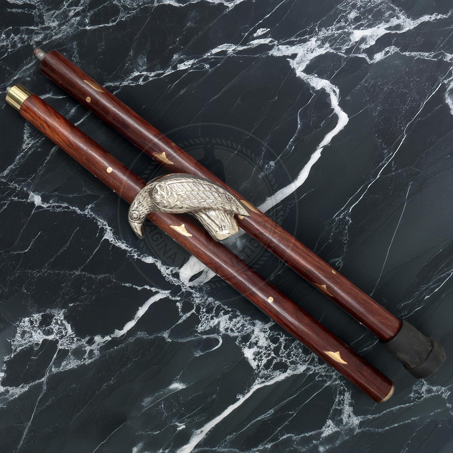 Premium Aluminum & Brass Decorative Rosewood Walking Cane - Handcrafted Full Size Walking Stick for Men & Women - Ideal for Hiking, Fashion Accessory & Elderly Support