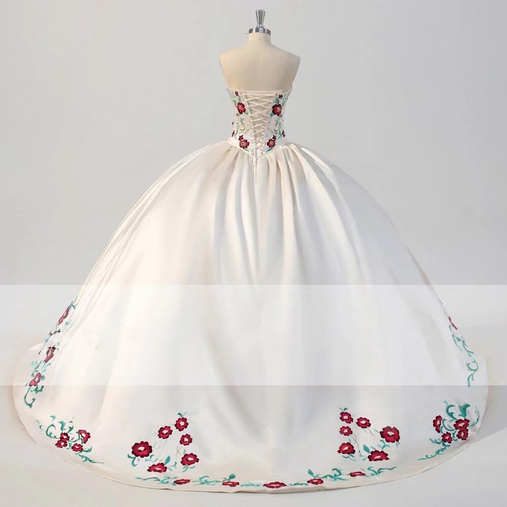 Elegant Embroidered Notre Dame Quinceañera Dress - Ball Gown Sweet 15/16 Satin Prom Gown for 2025 | Perfect for Quinceañeras, Debutante Balls & Formal Events