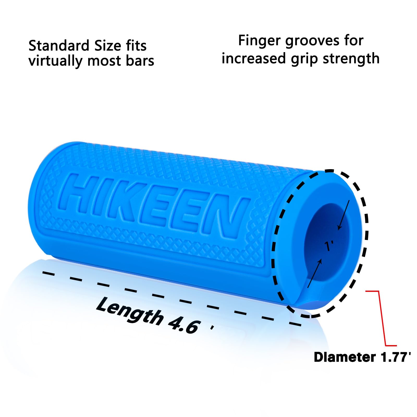 Hikeen Thick Bar Dumbbell Grips - Non-Slip Hard Rubber Barbell Grips for Weight Lifting & Strength Training - 1.77
