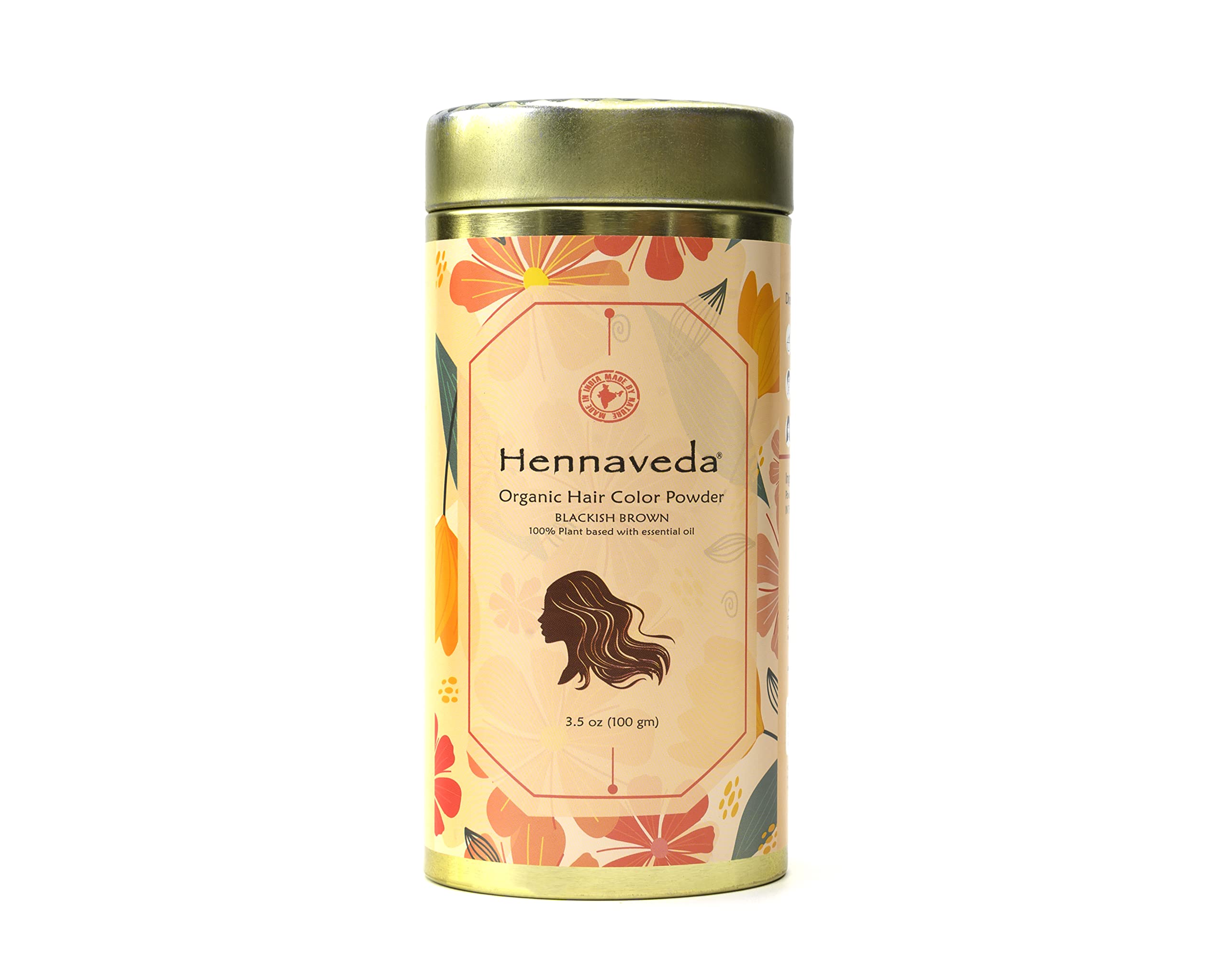 Hennaveda 100% Natural Hair Color Powder - 100g with Free Hair Dye Brush, Gloves & Shower Cap | Chemical-Free Herbal Hair Dye for Men & Women | Perfect for At-Home Hair Coloring & Gray Coverage
