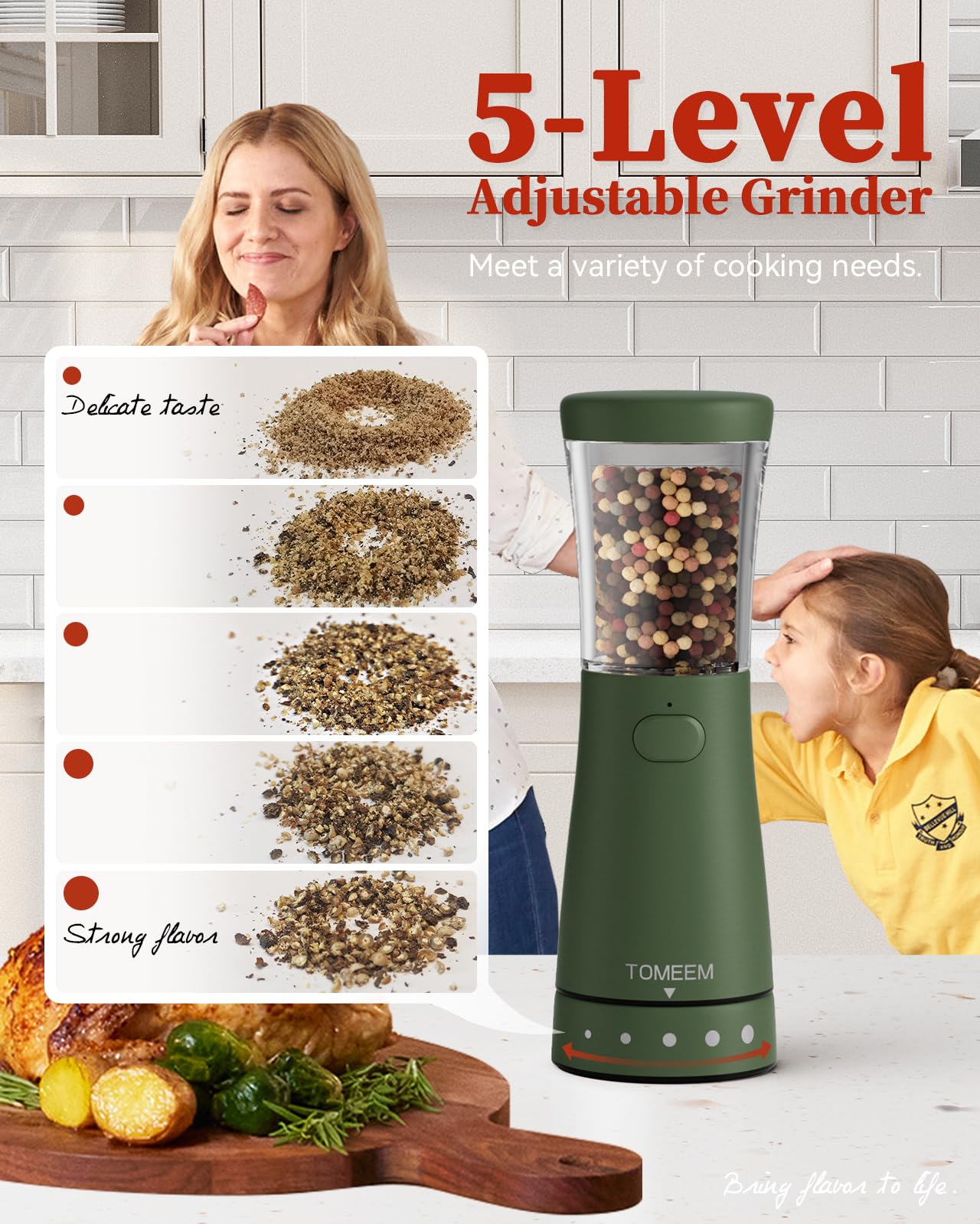 Premium Electric Salt and Pepper Grinder Set - Rechargeable Stainless Steel Mill with 4.5oz Capacity, Adjustable Coarseness & Wide 1.8