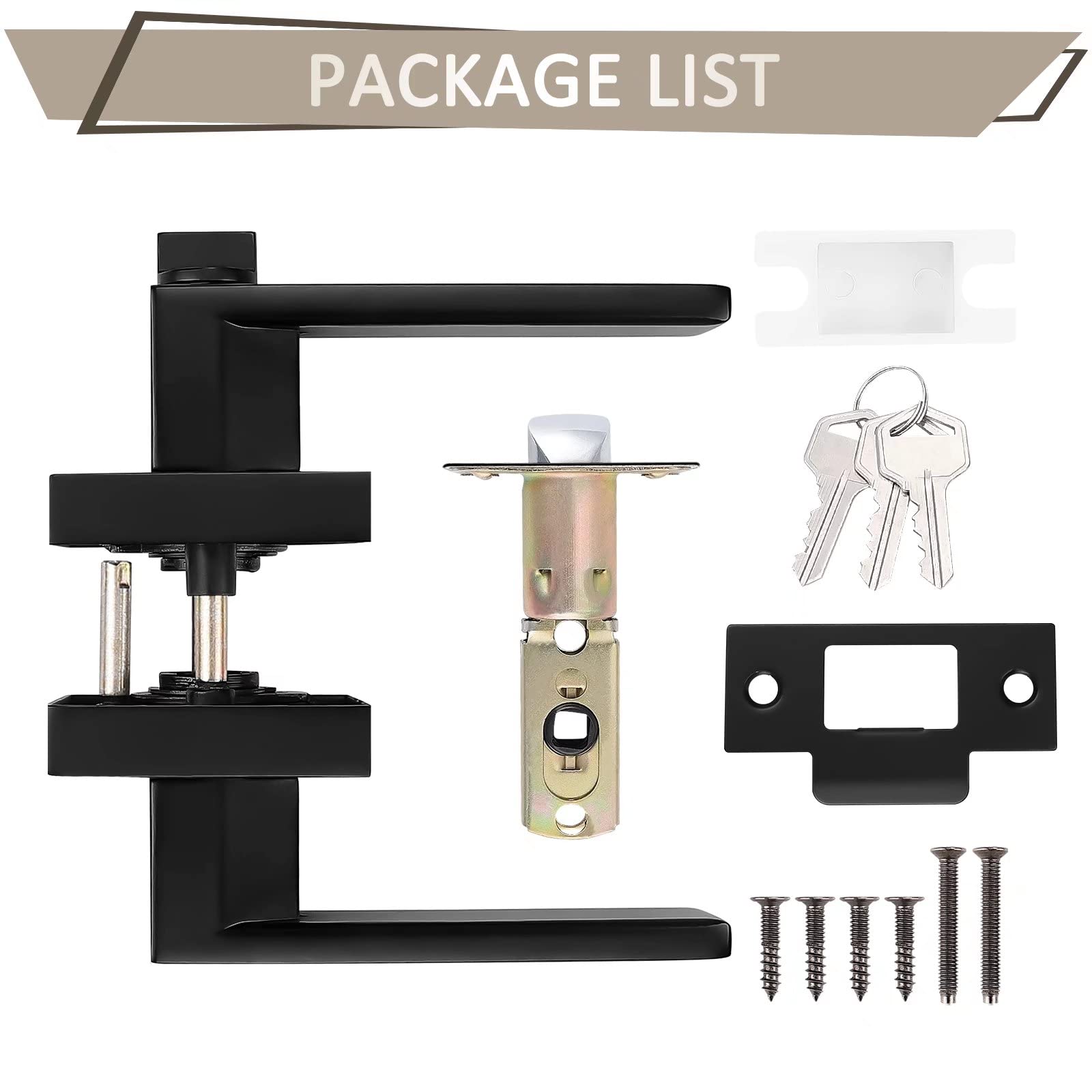 Probrico 6 Pack Matte Black Entry Door Lever with Lock and Key - Keyed Alike Lockset for Office & Front Doors (3 Keys Each) - Secure & Stylish Door Handles for Home, Business & Commercial Use