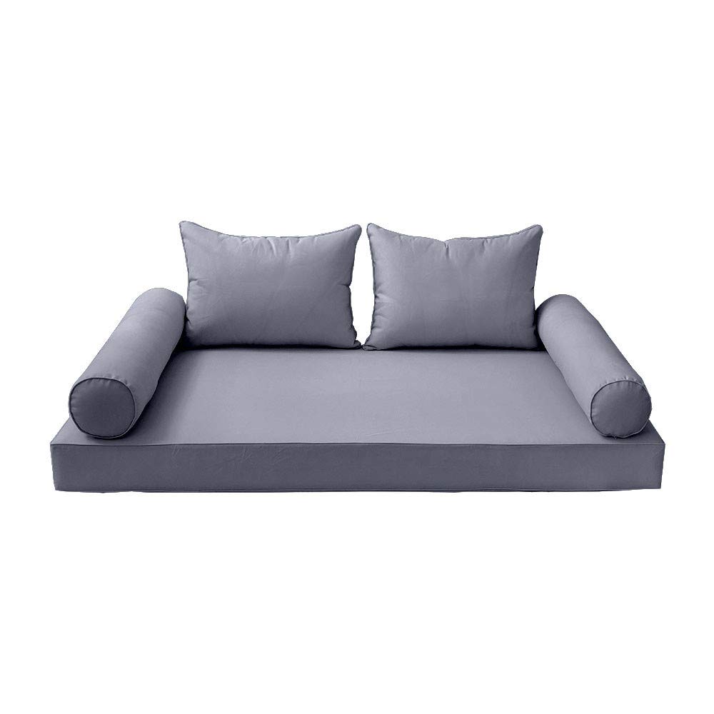 Prolinemax Outdoor Style 4 Twin-XL Piped Trim Daybed Mattress Bolster Pillow Fitted Cover Only - AD001 | Perfect for Patio Furniture, Sunroom Decor & Guest Bedding