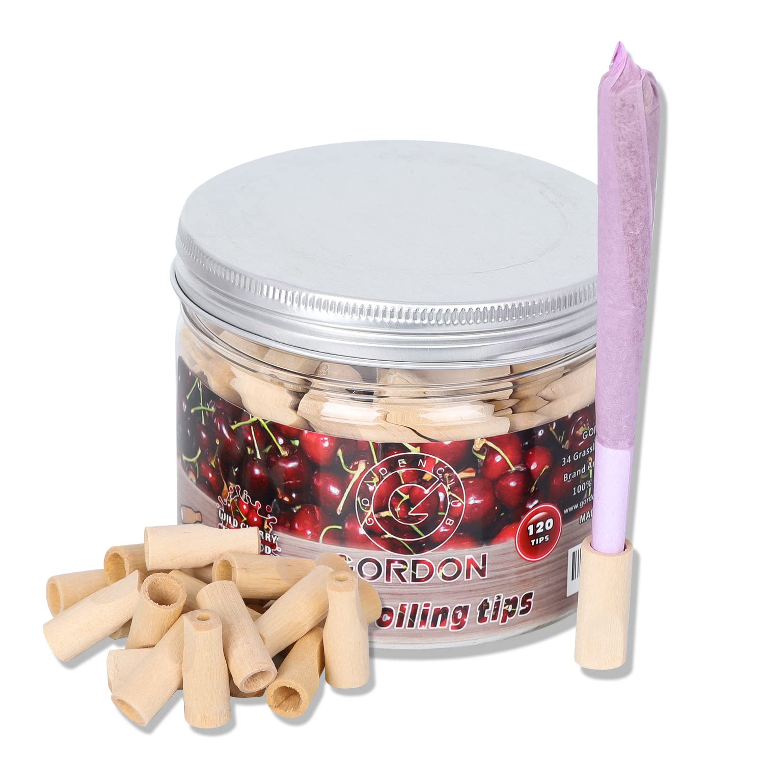 Premium Wood Rolling Tips with Cherry Flavor - 120 Pack for King Size & 1 1/4 Pre-Rolled Cones | Perfect for Rolling Smooth, Flavorful Joints at Home or Parties