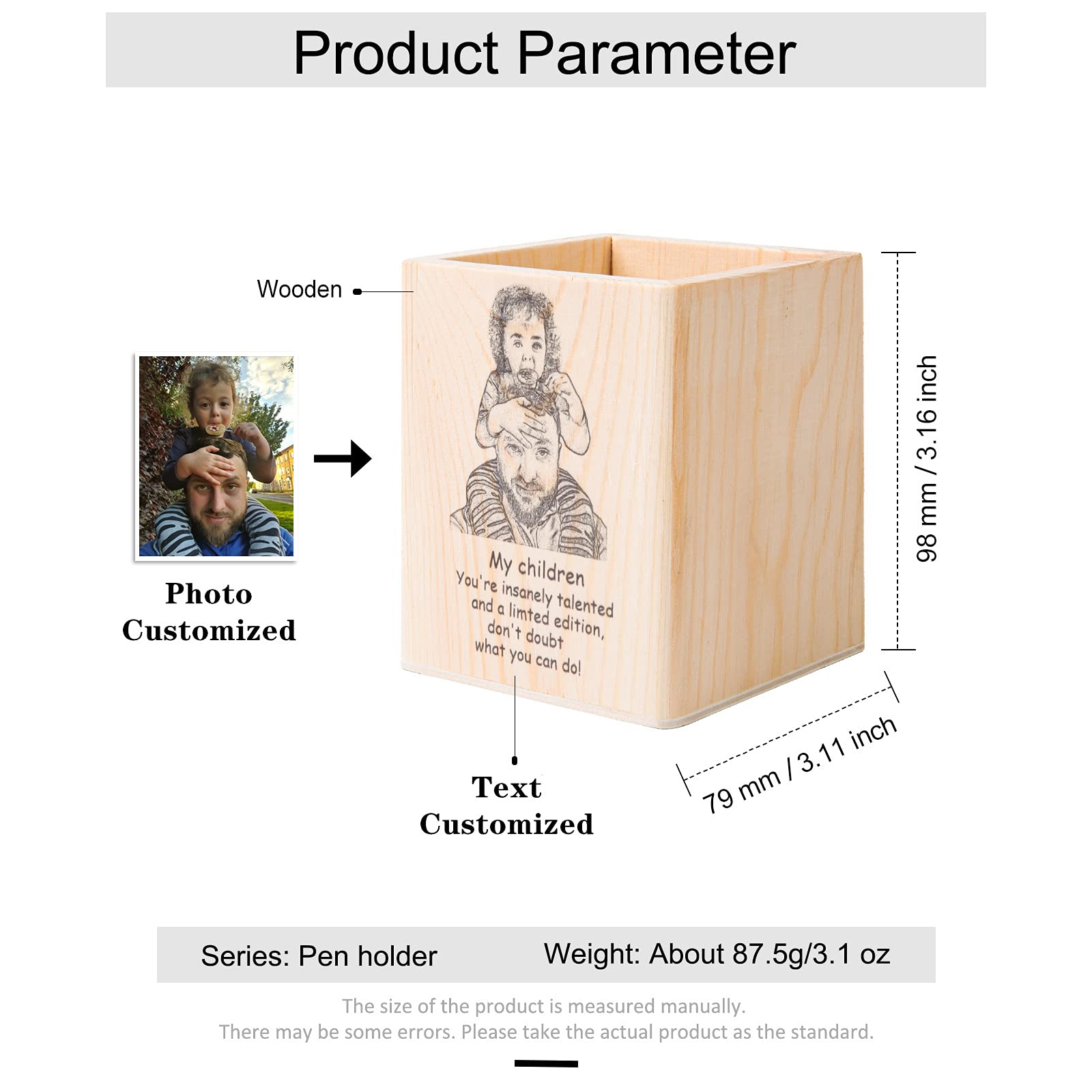 Custom Personalized Wooden Pencil Holder with Photo - Inspirational Desk Organizer, Cute Pen Cup for Teens | Unique Back to School Gift for Girls, Friends & Sisters | Perfect for Office, Study Desk & Dorm Room Decor
