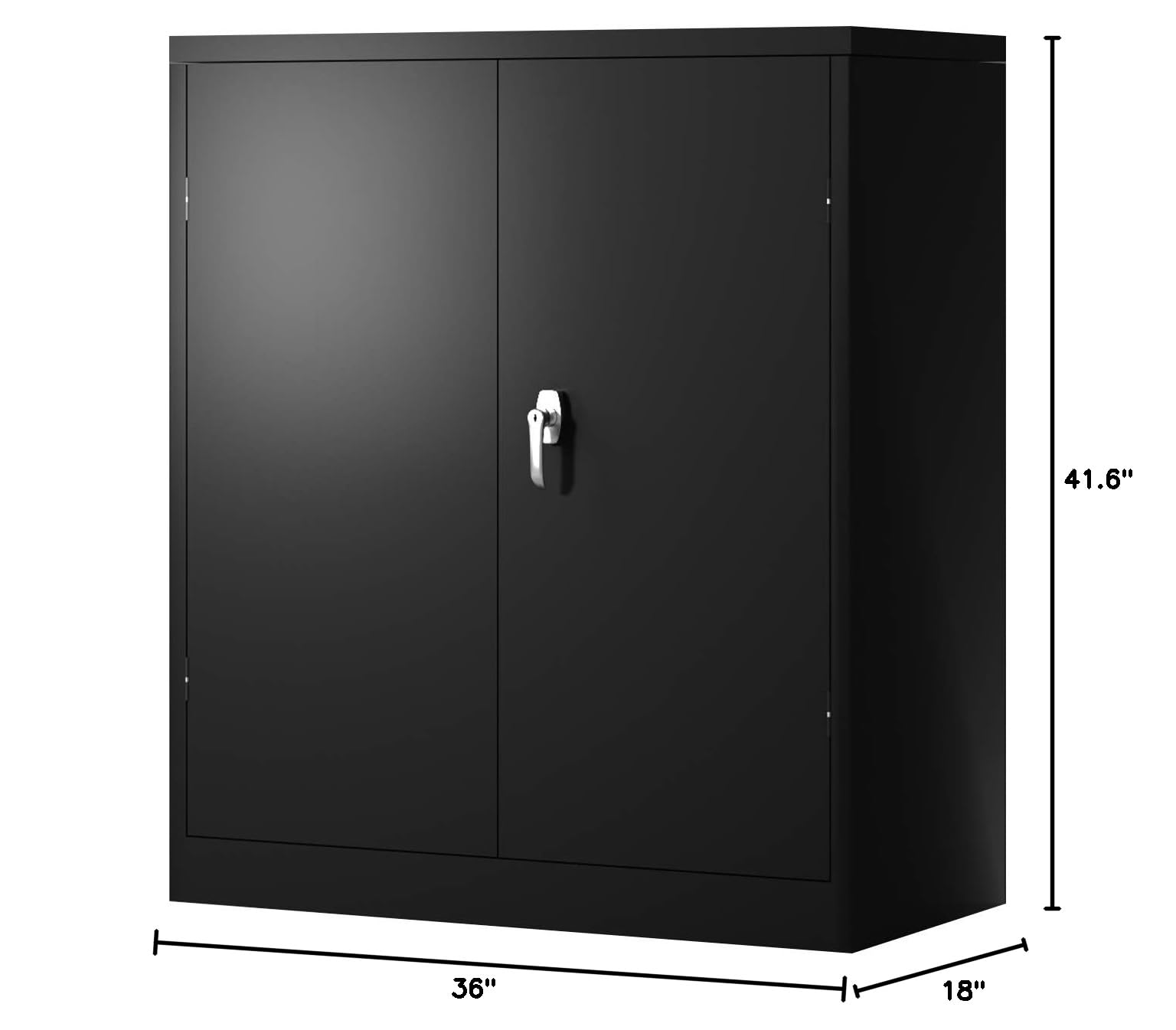 Lockable Metal Office File Cabinet with 2 Adjustable Shelves - Black Garage Storage Cabinet with Locking Door - Small Tool Cabinet (41.6''H×36''W×18''D) - Perfect for Home Office, Garage Organization & Secure Document Storage - Assembly Required