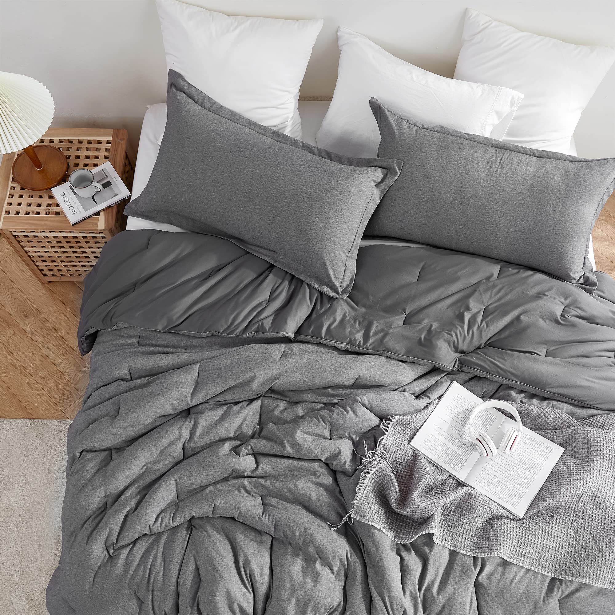 Byourbed Yoga Pants® - Coma Inducer® Oversized King Cooling Comforter Set in Steel Gray | Ultra Soft Breathable Bedding for Hot Sleepers & All-Season Comfort