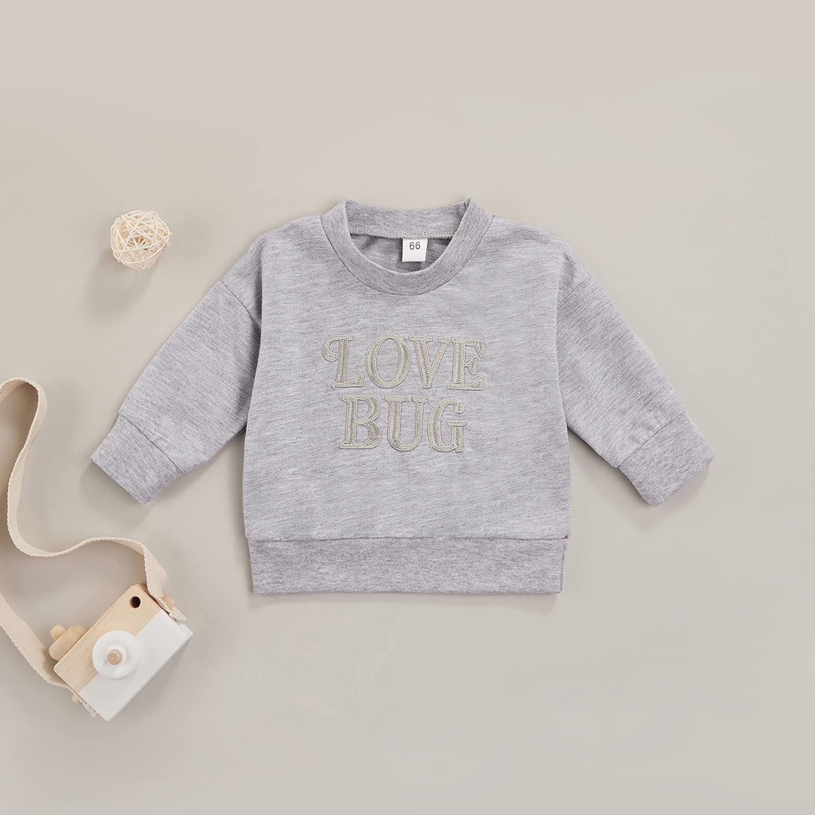 Adorable Newborn Baby Boy & Girl Sweatshirt - Cute Love Bug Embroidery Long Sleeve Pullover Sweater | Soft Infant Fall & Winter Clothes Outfits for Photo Shoots, Family Gatherings & Daily Wear