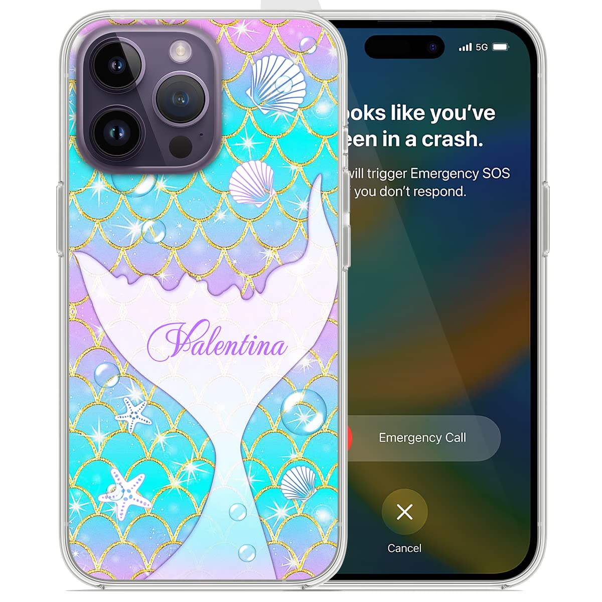Custom Mermaid Tail Phone Case for iPhone 16/15/14/13/12/11/XR/X/XS/8/7 Plus/Mini/Pro Max - Unique Mermaid Scale Design Protective Cover for Women Girls Kids - Perfect Gift for Beach Vacation Pool Party Summer Outing