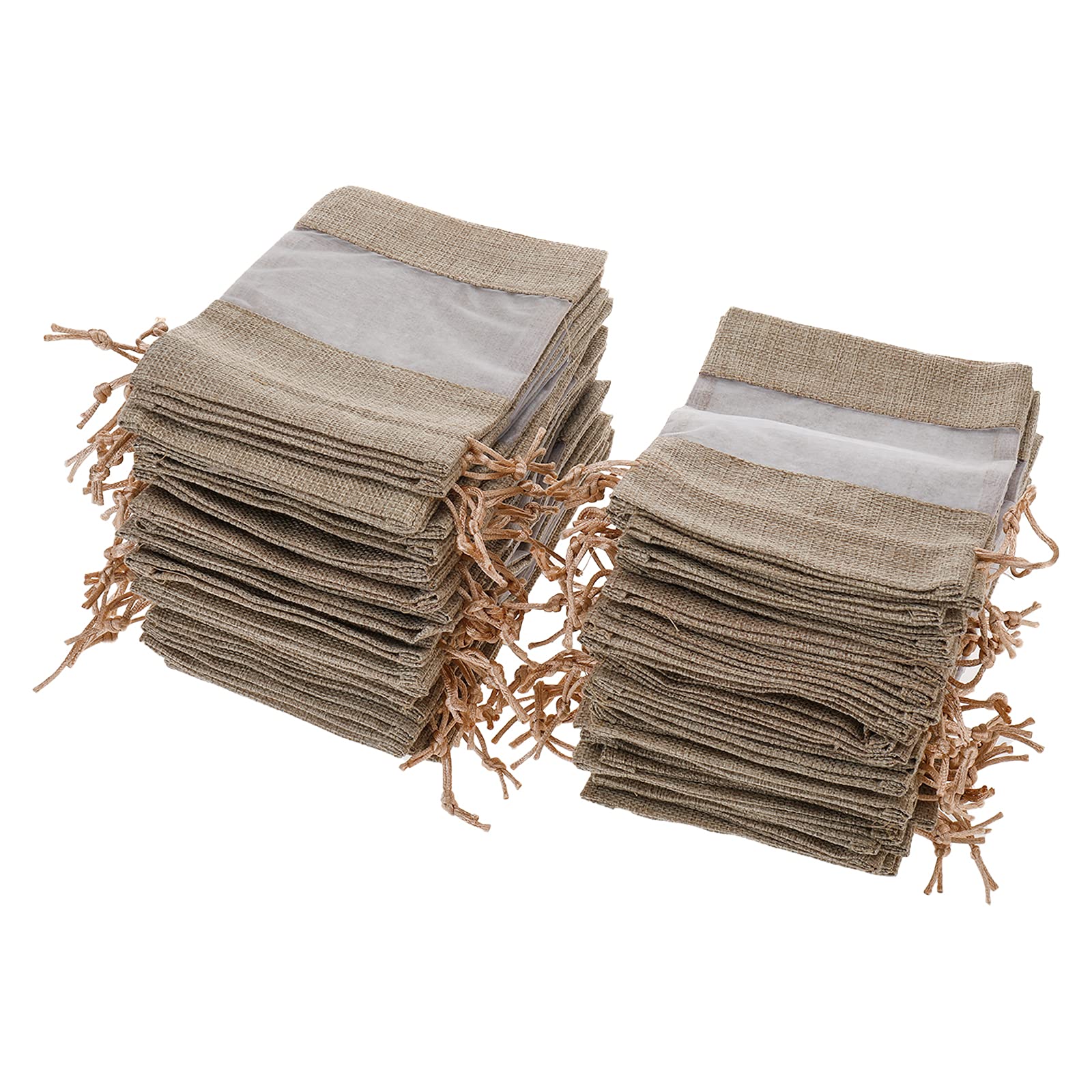 XMSound 50 Pack 5x7 Inch Linen Burlap Drawstring Bags - Sheer Organza Gift Bags for Wedding Favors, Party Decor, Cosmetic Samples & DIY Crafts | Perfect for Bridal Showers, Baby Showers & Holiday Gift Packaging