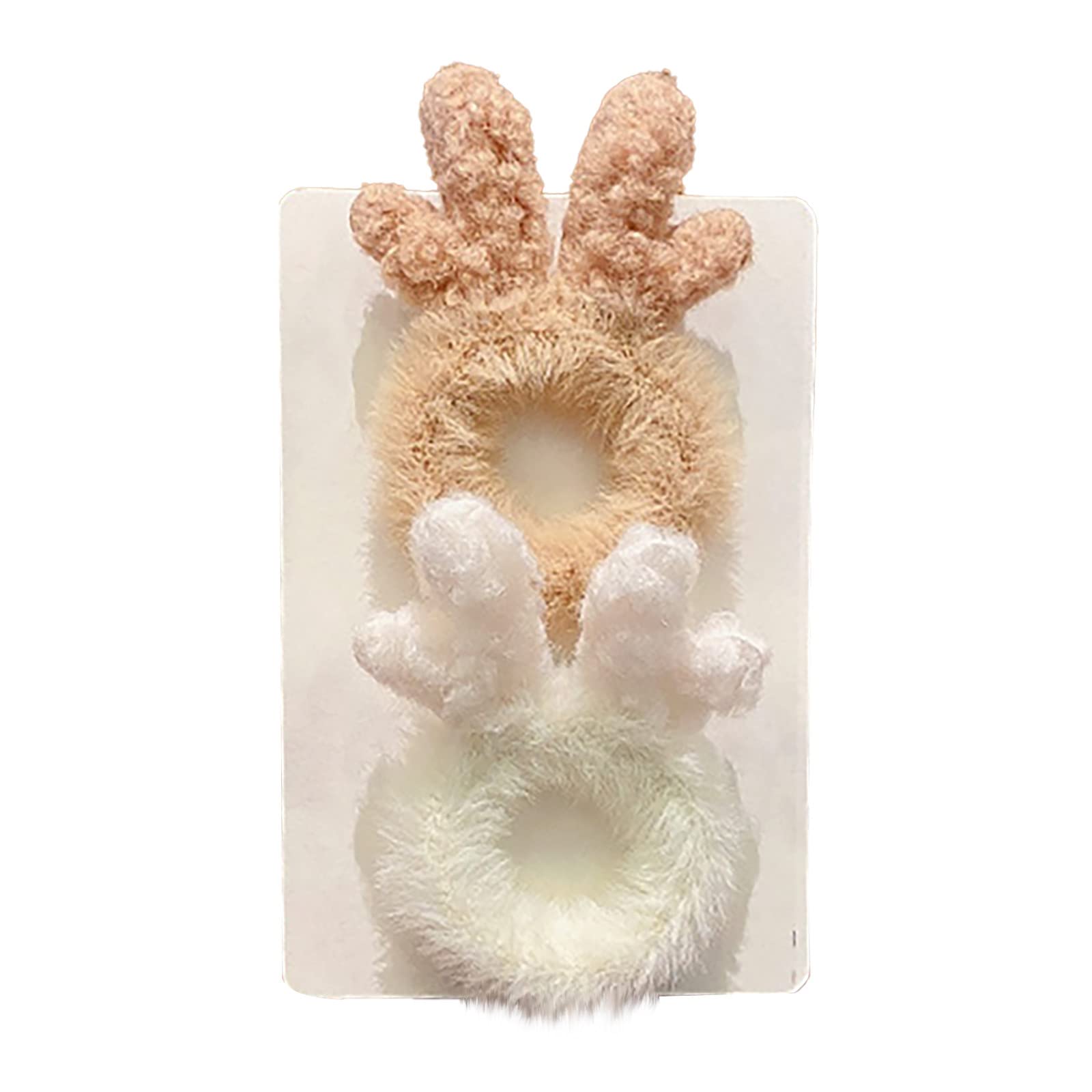 1 Pair Soft Furry Hair Ties - Cute Plush Elastic Scrunchies with Animal Ears (Cat/Bear/Antlers) for Women & Girls - Perfect for Ponytails, Buns & Everyday Hair Accessories